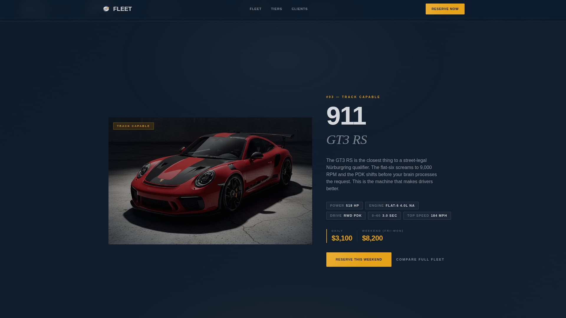 Fleet - Premium Exoticcar Landing Page Template
