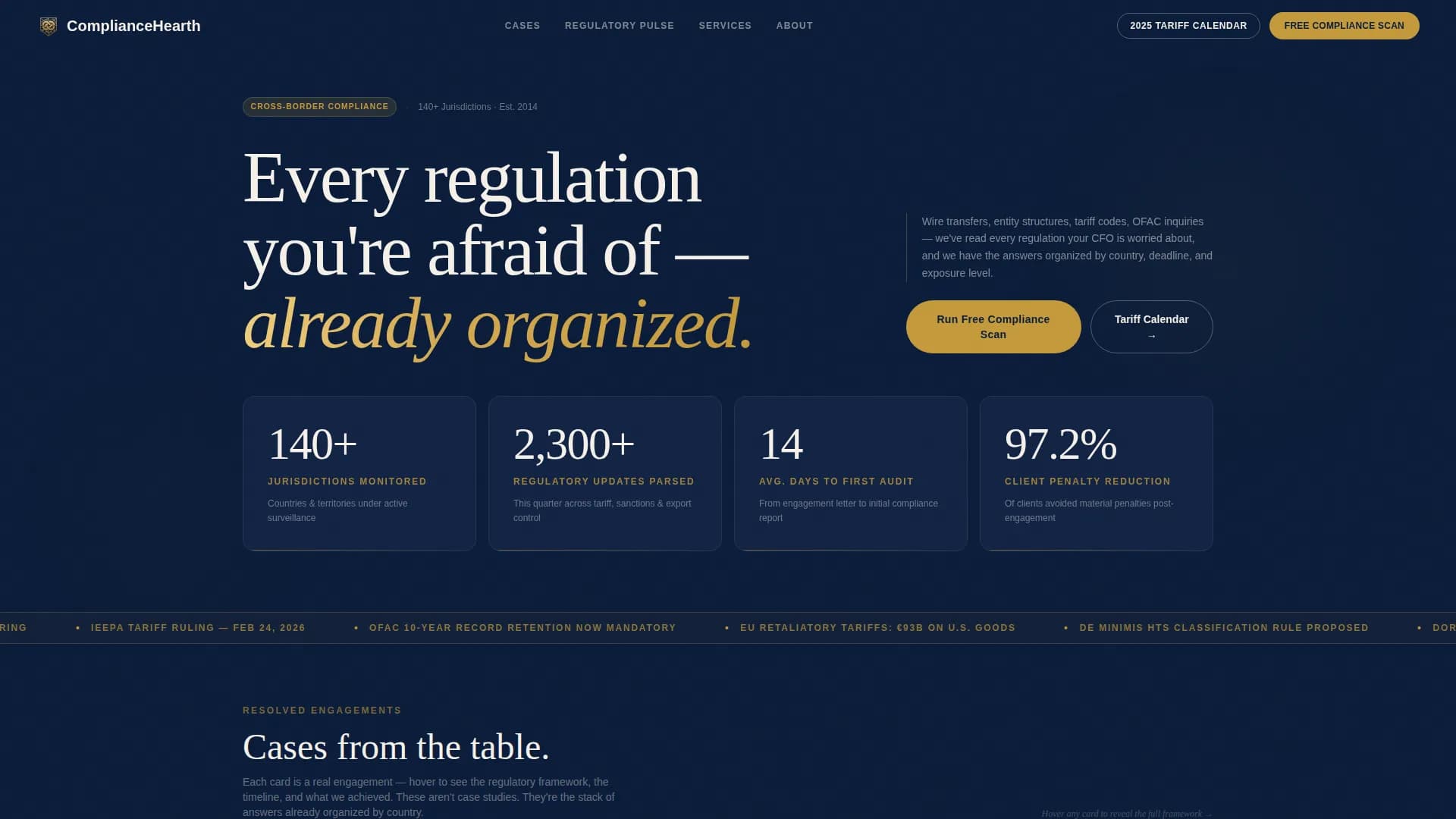 Comply — Cross-Border Compliance Landing Page Template