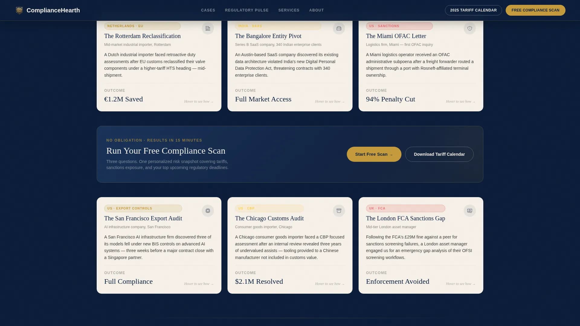 Comply — Cross-Border Compliance Landing Page Template