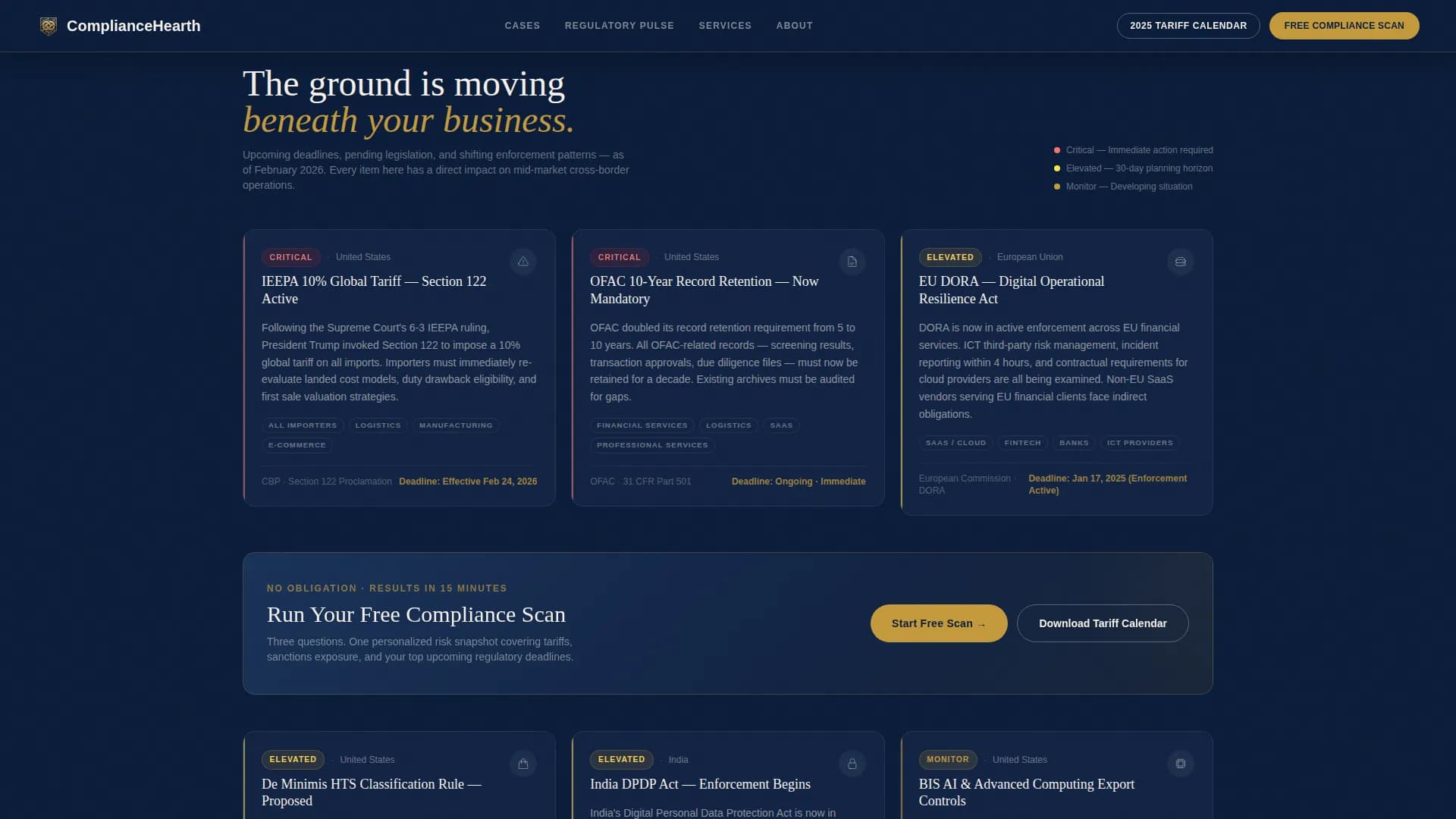 Comply — Cross-Border Compliance Landing Page Template