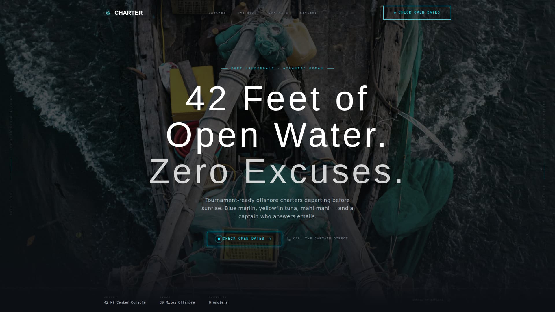 Charter - Immersive Fishing Landing Page Template