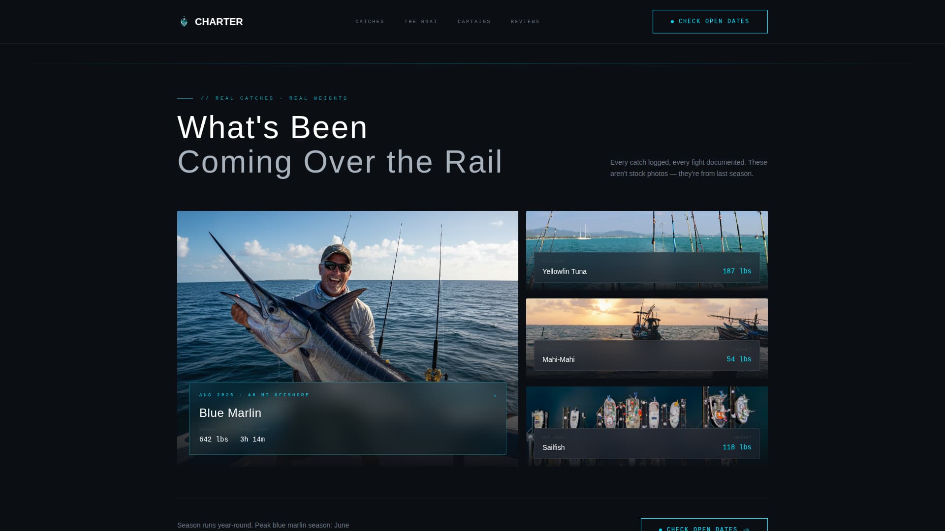 Charter - Immersive Fishing Landing Page Template