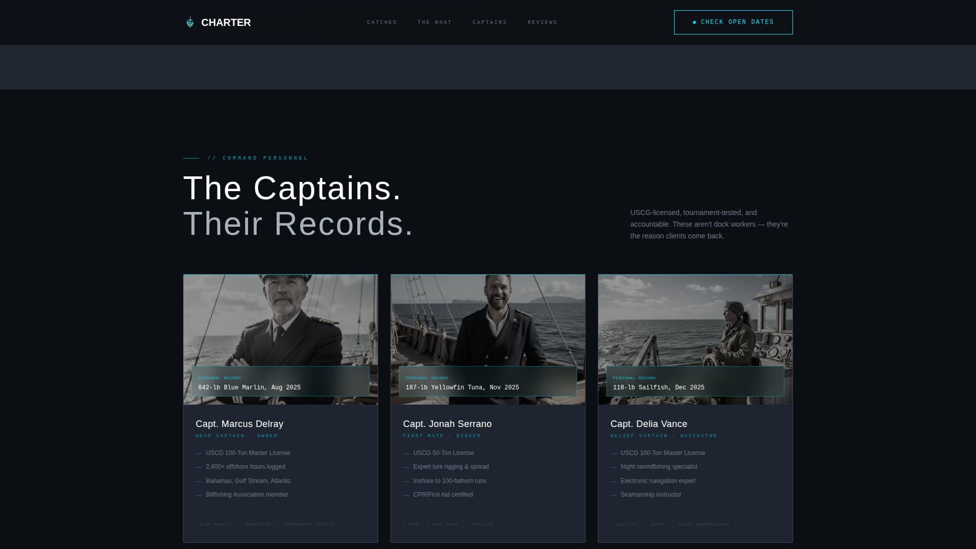 Charter - Immersive Fishing Landing Page Template