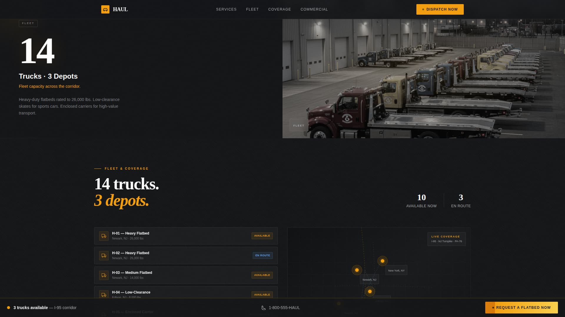 Haul - Reliable Flatbed Landing Page Template