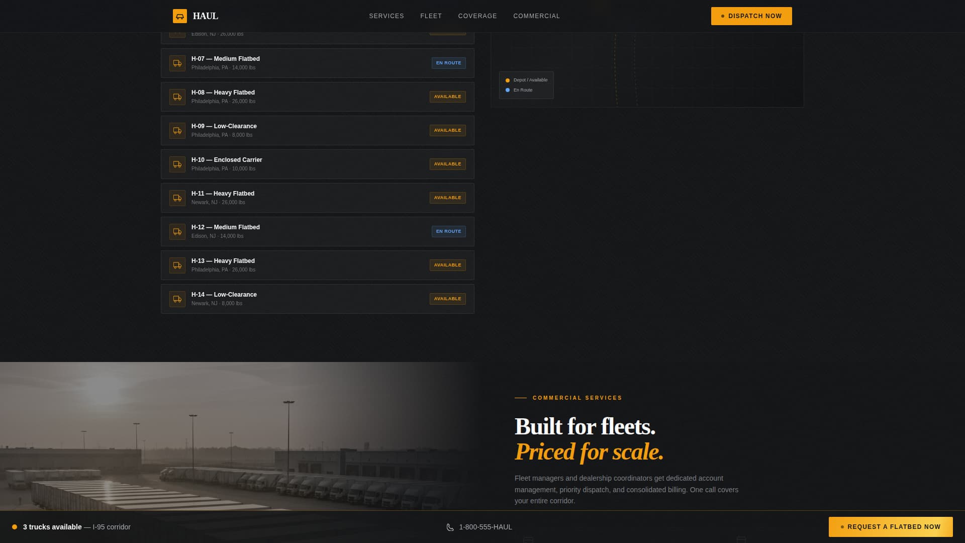 Haul - Reliable Flatbed Landing Page Template