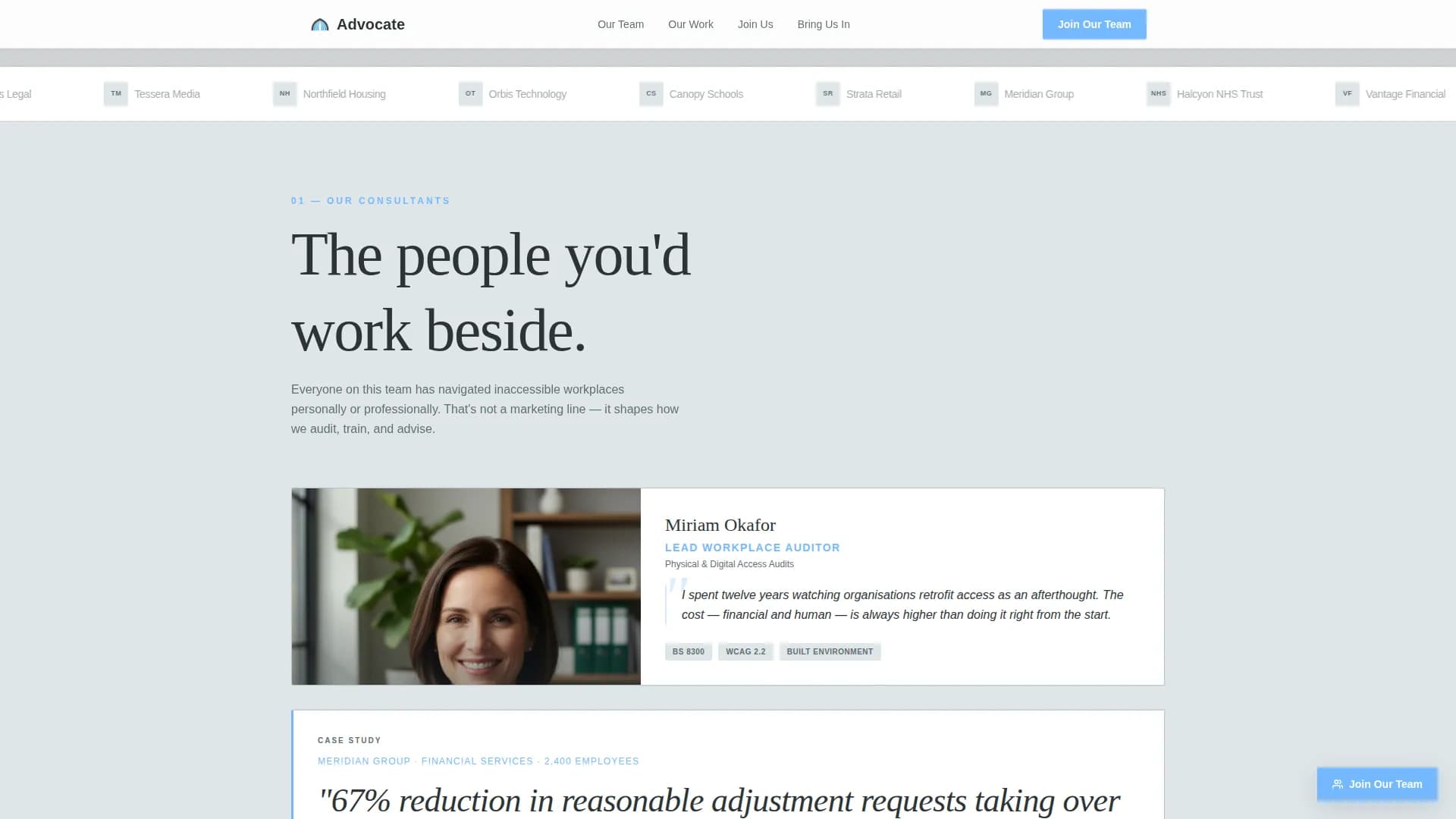 Advocate - Disability Inclusion Consulting Landing Page Template