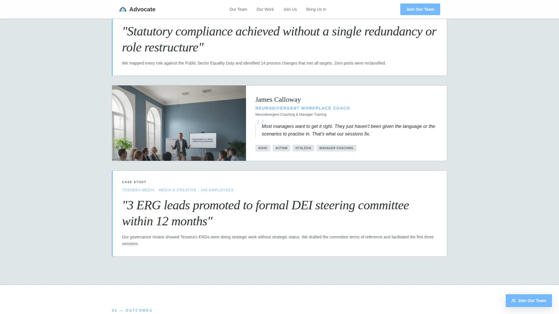 Advocate - Disability Inclusion Consulting Landing Page Template