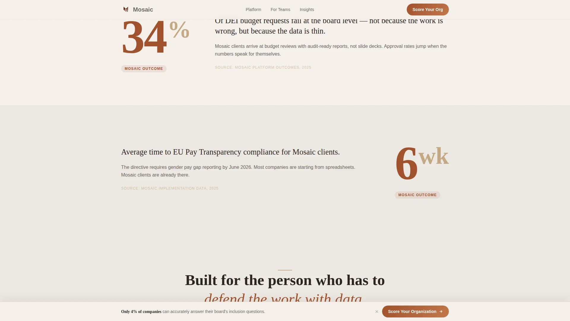 Mosaic - Honest Inclusion Readiness Landing Page Template