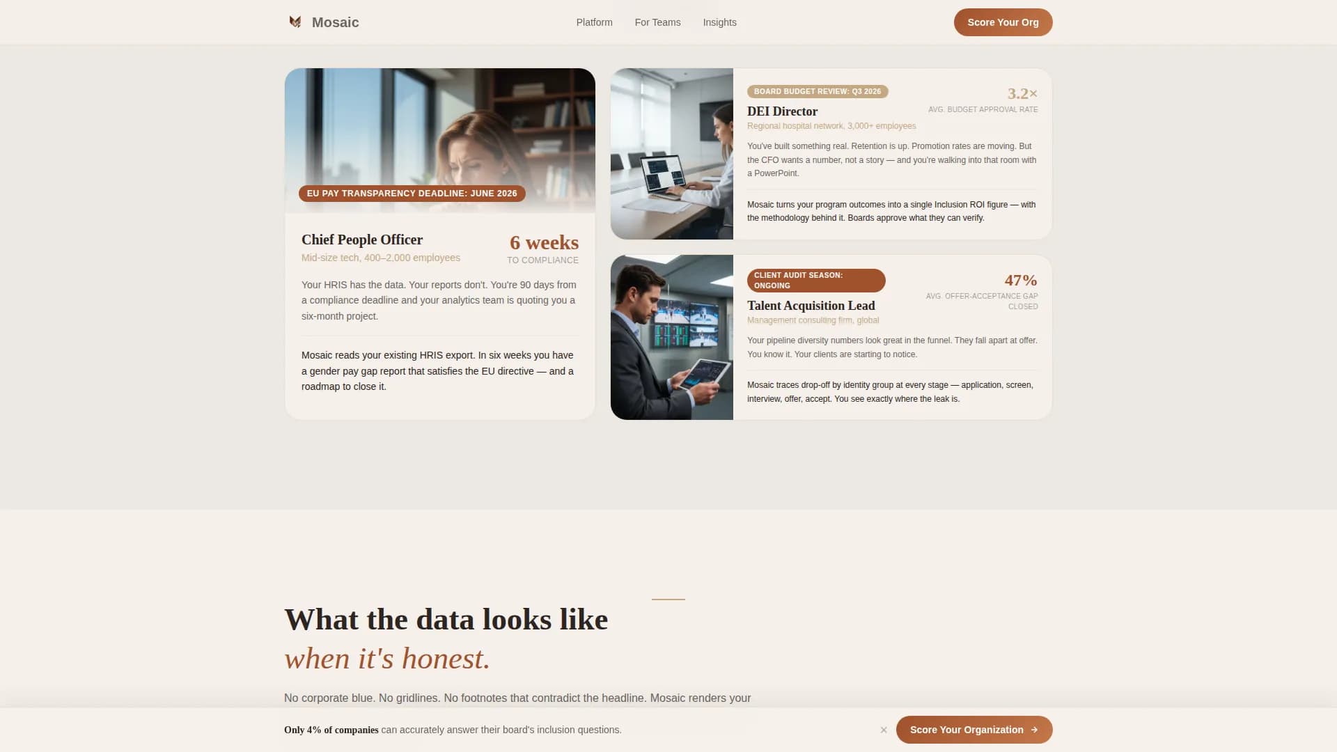 Mosaic - Honest Inclusion Readiness Landing Page Template