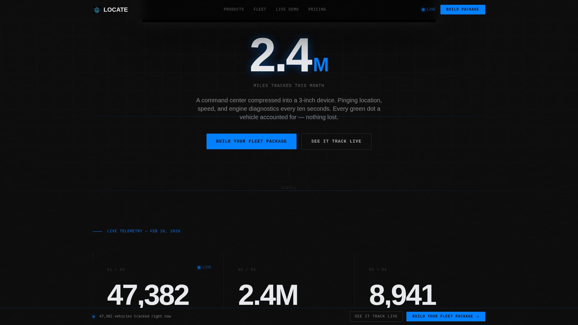 Locate - Precision Fleet Landing Page Template