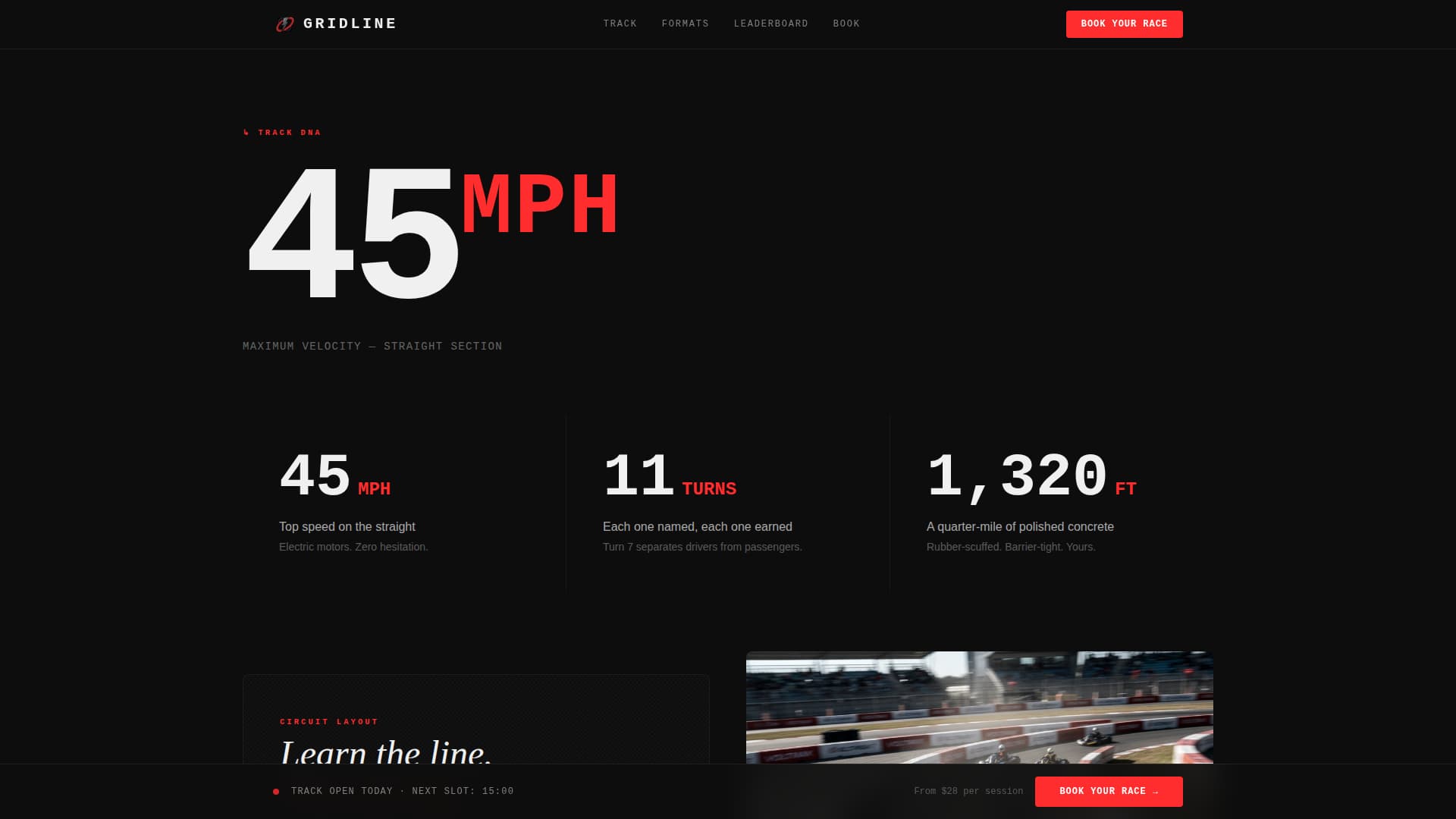 Gridline - Highoctane Karting Landing Page Template