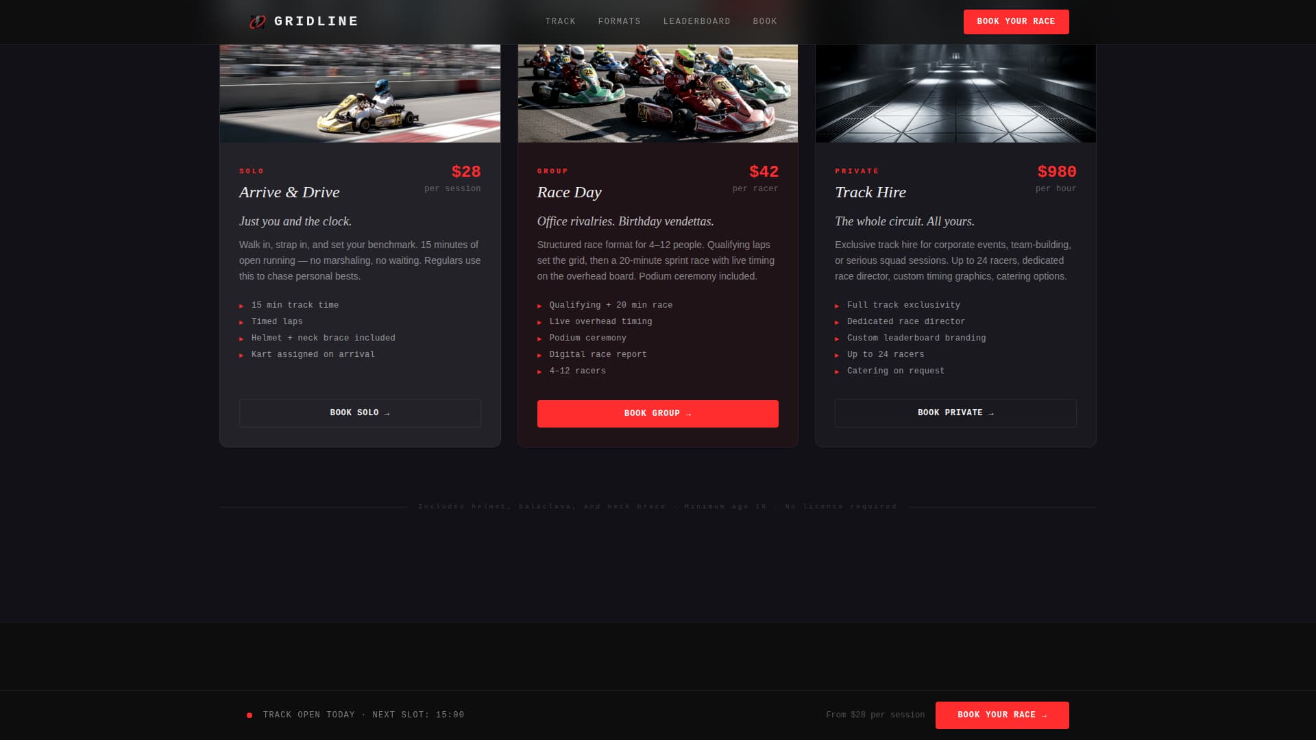Gridline - Highoctane Karting Landing Page Template