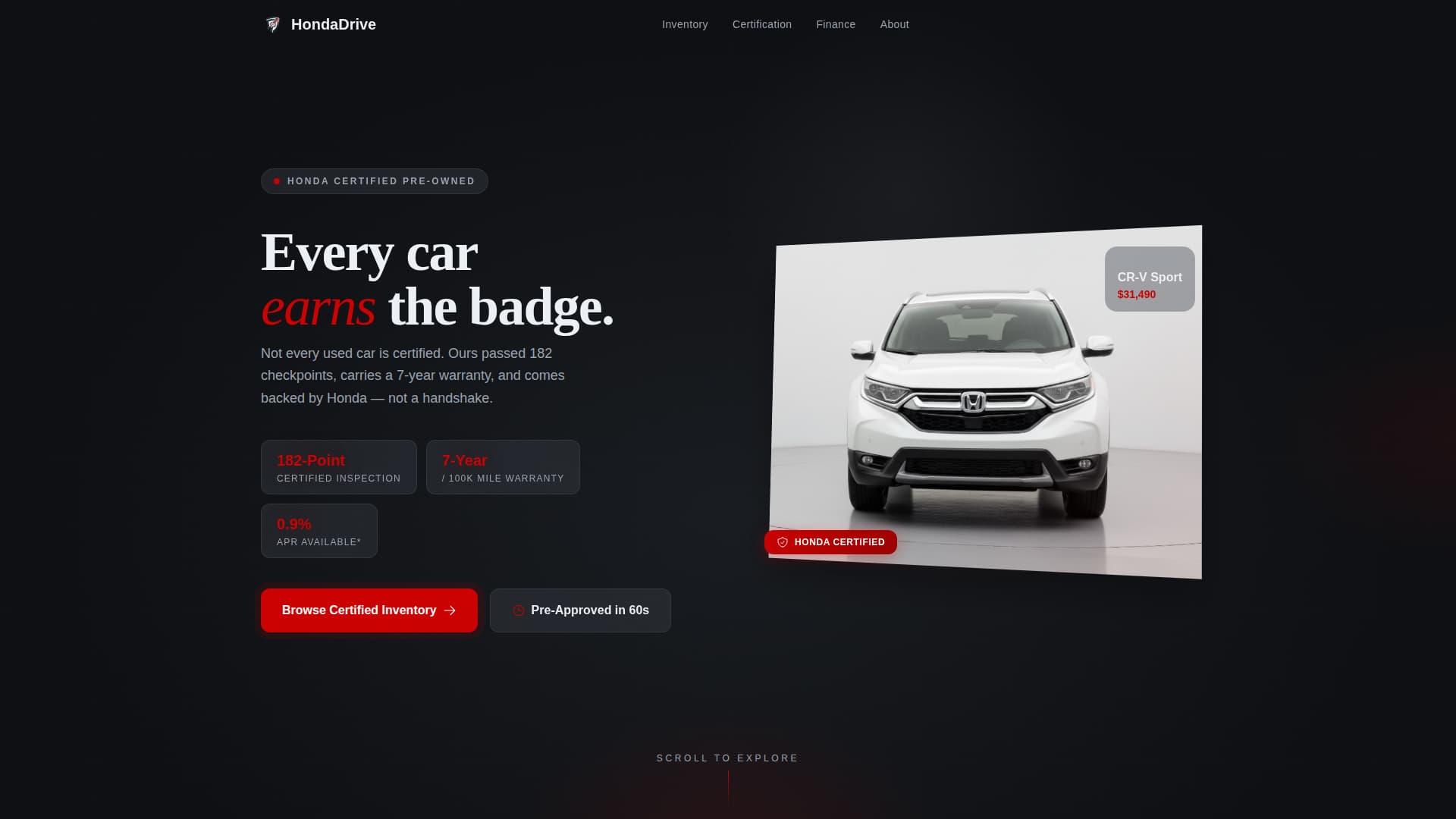 Hondadrive - Certified Automotive Landing Page Template