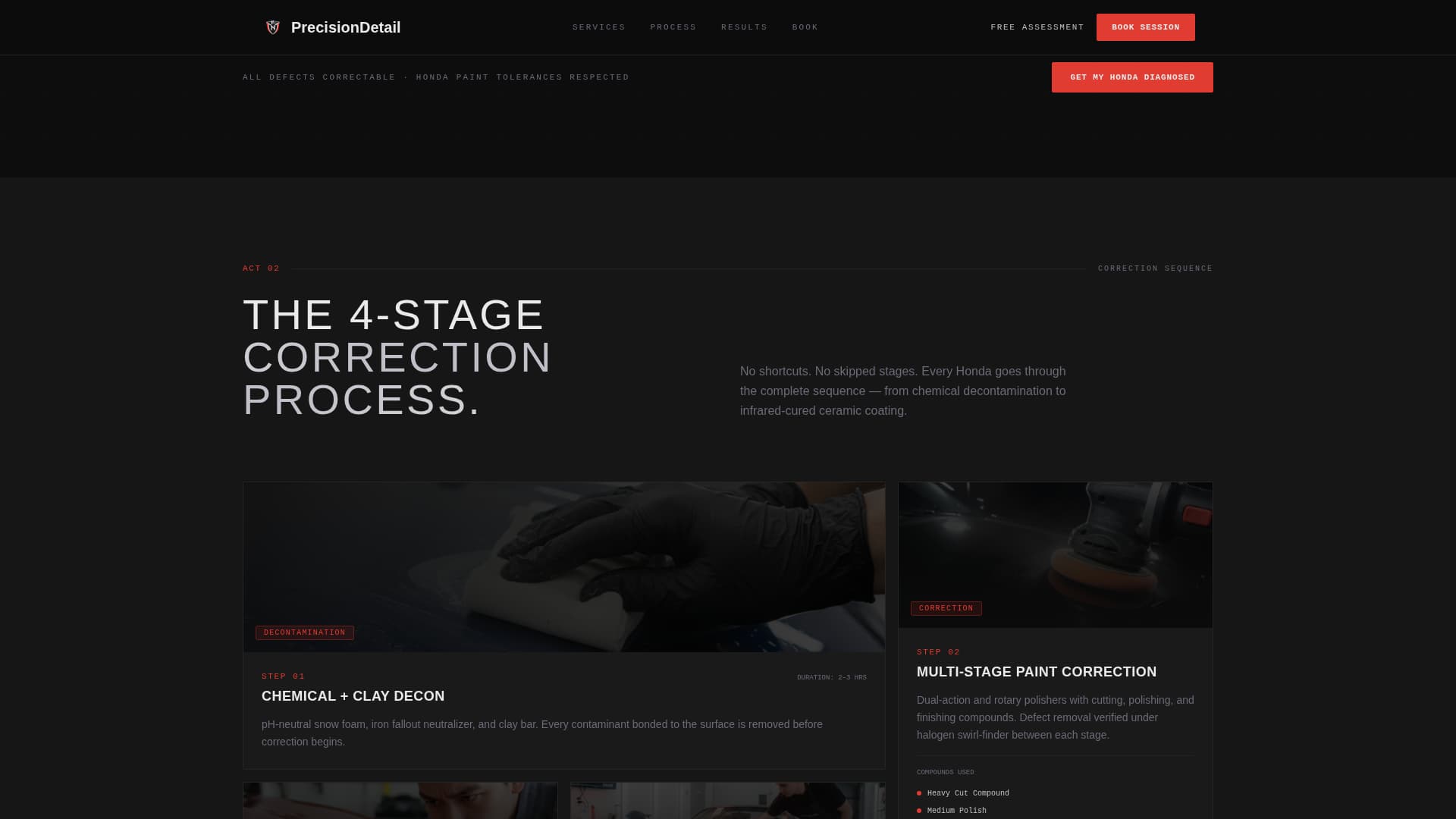 Precisiondetail - Cinematic Honda Landing Page Template