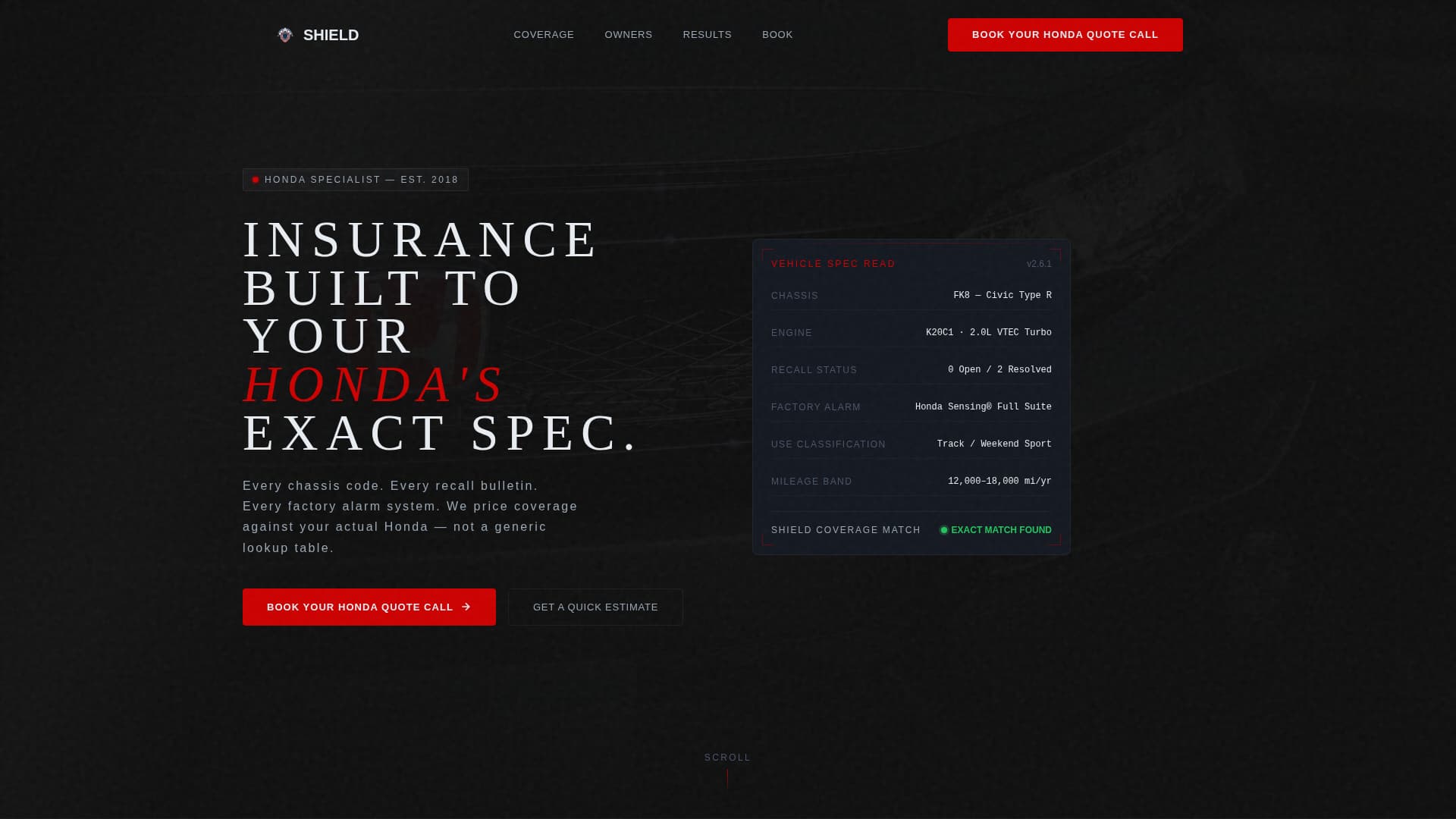 Shield - Precision Honda Landing Page Template