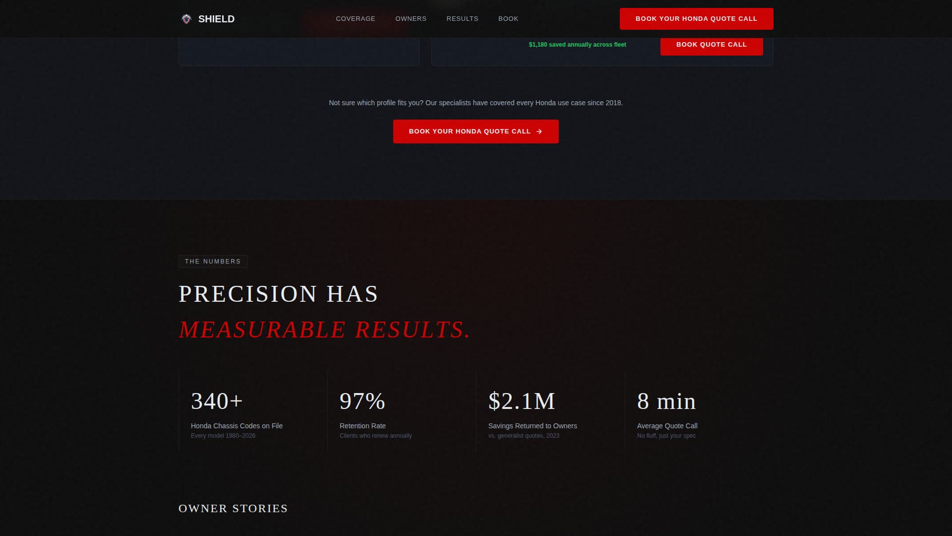 Shield - Precision Honda Landing Page Template