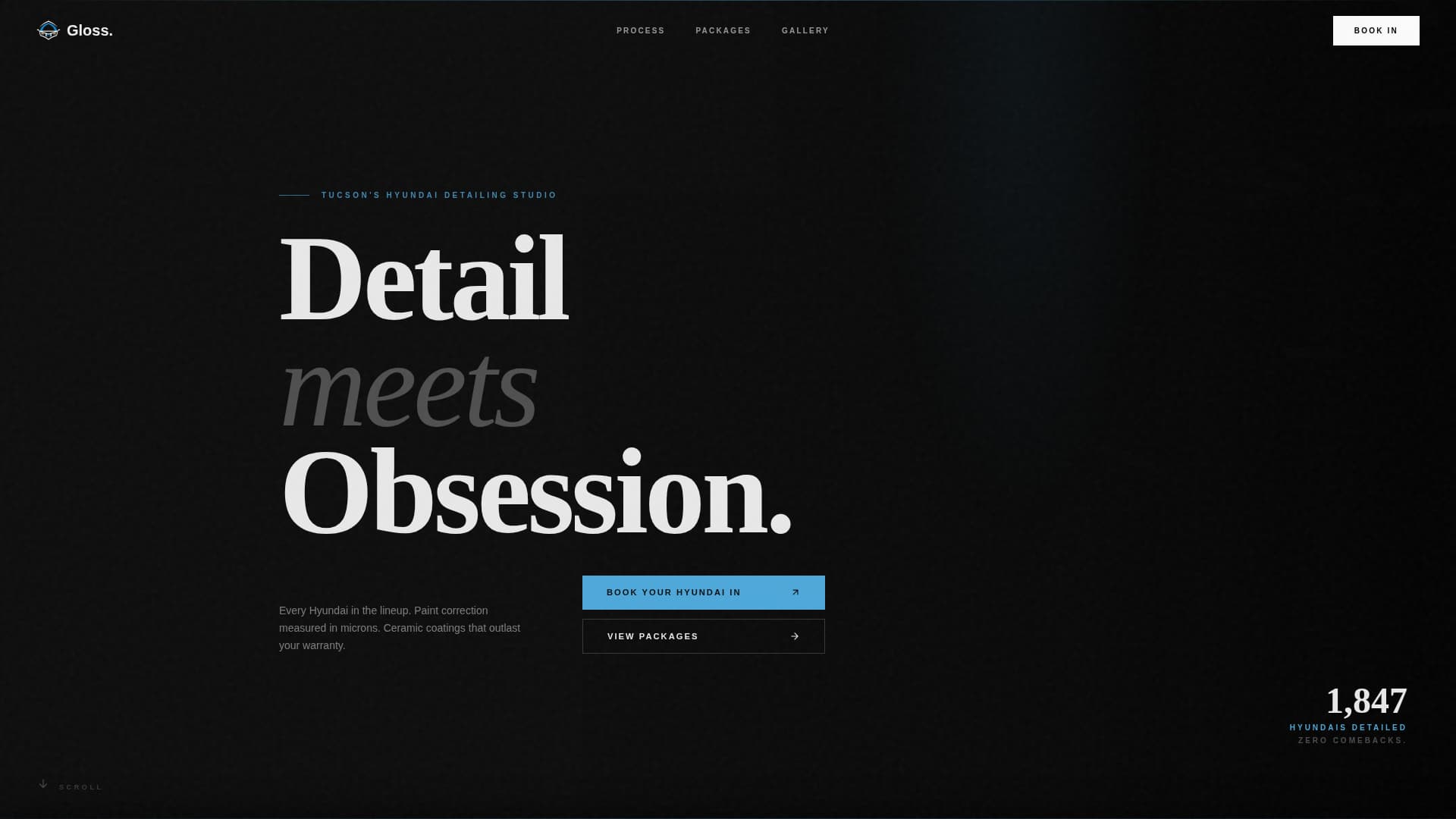 Gloss - Cinematic Hyundai Landing Page Template