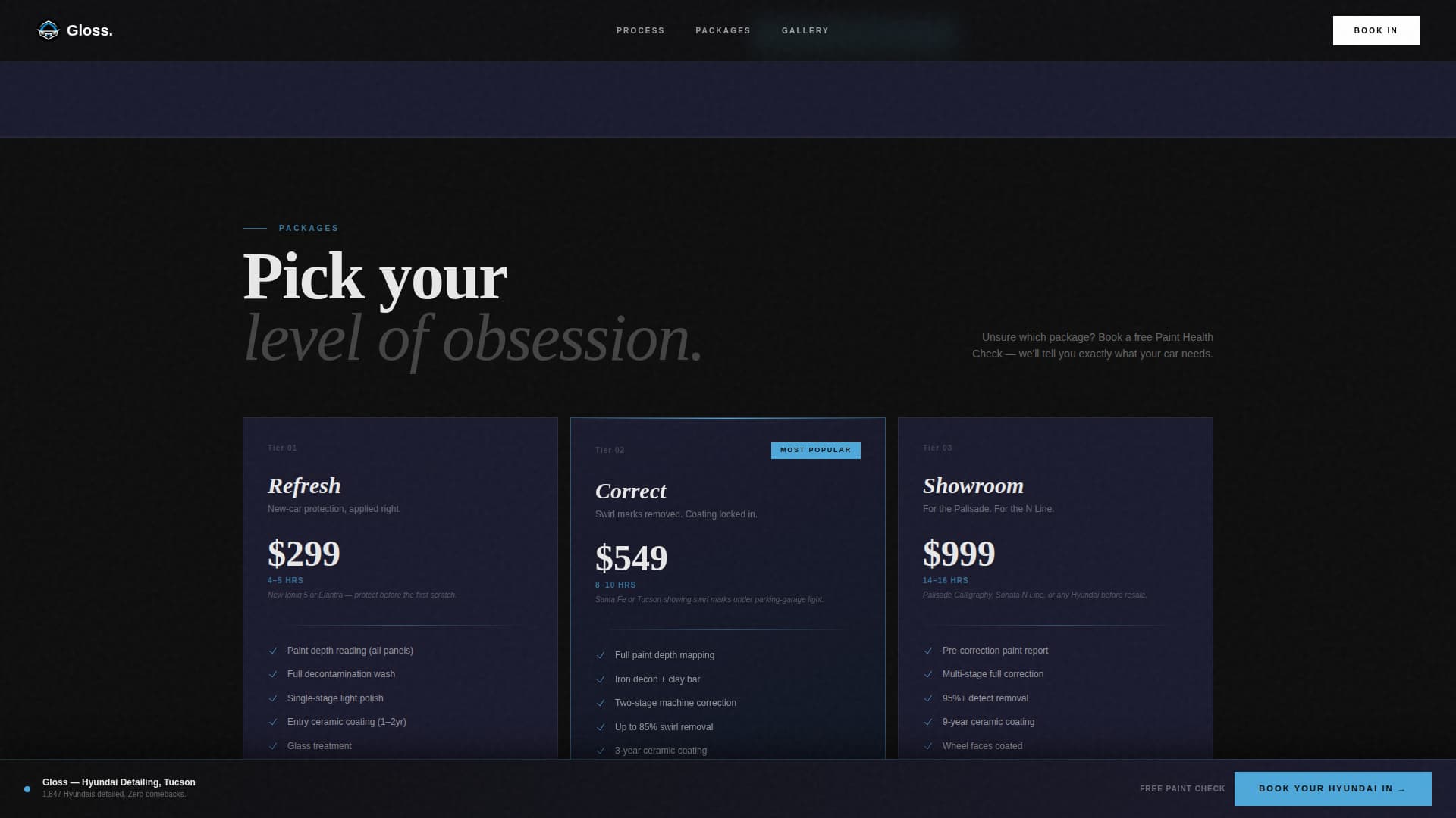 Gloss - Cinematic Hyundai Landing Page Template