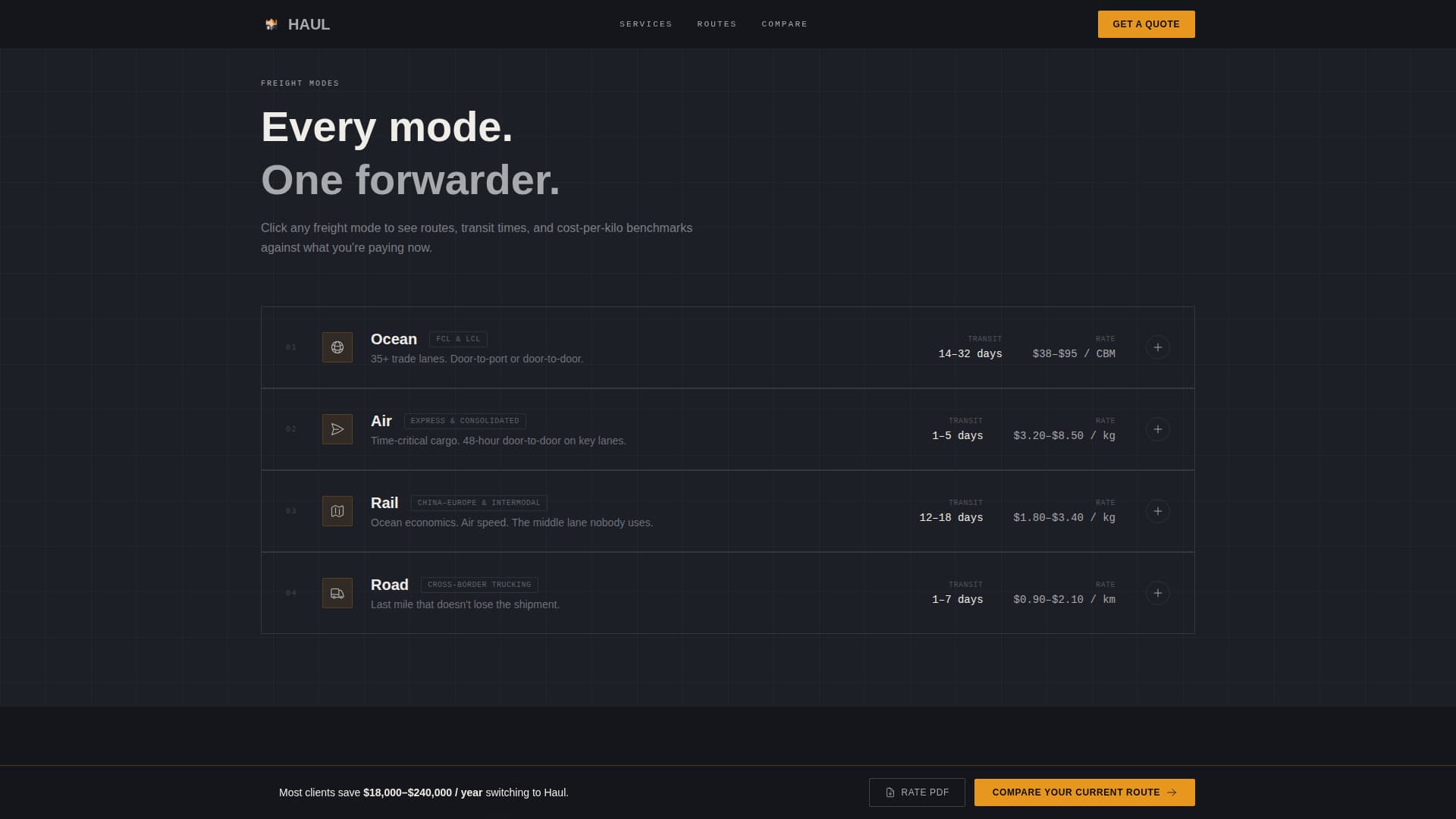 Haul - Powerful Freight Landing Page Template