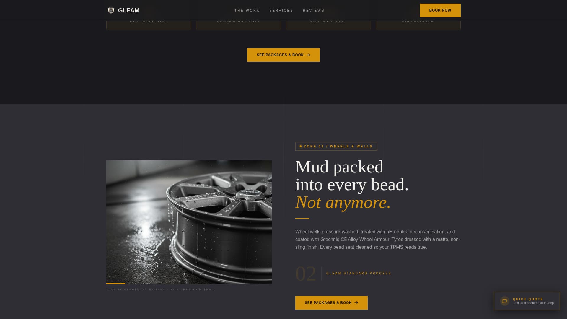 Gleam - Cinematic Jeepdetailing Landing Page Template