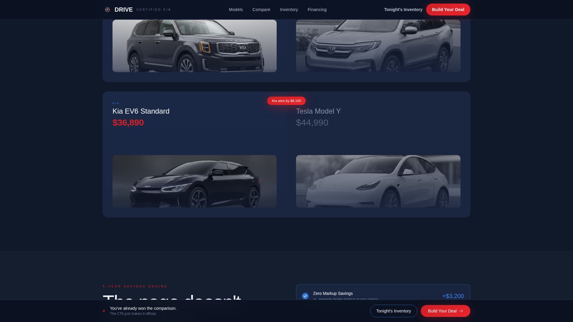 Drive - Immersive Dealership Landing Page Template