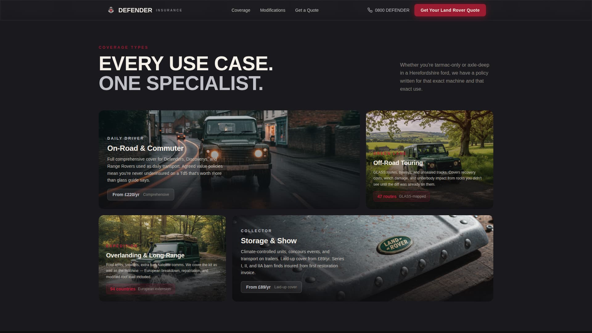 Defender - Rugged Landroverinsurance Landing Page Template