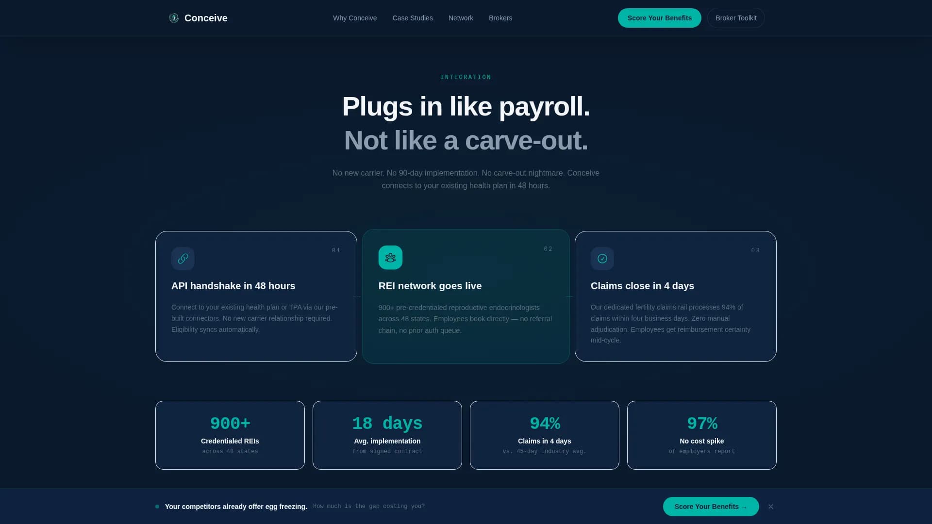Conceive - Benefits Platform Landing page Template