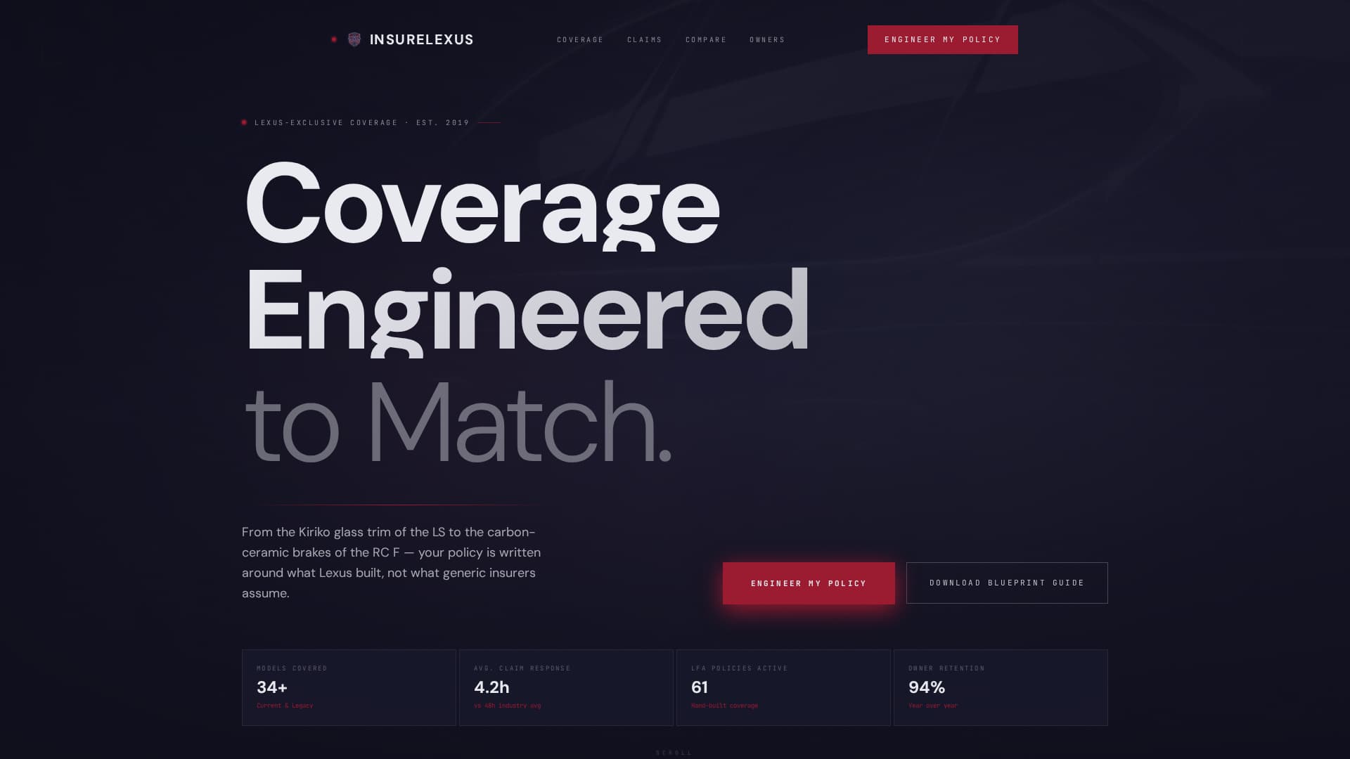 Insure - Precision Lexus Landing Page Template