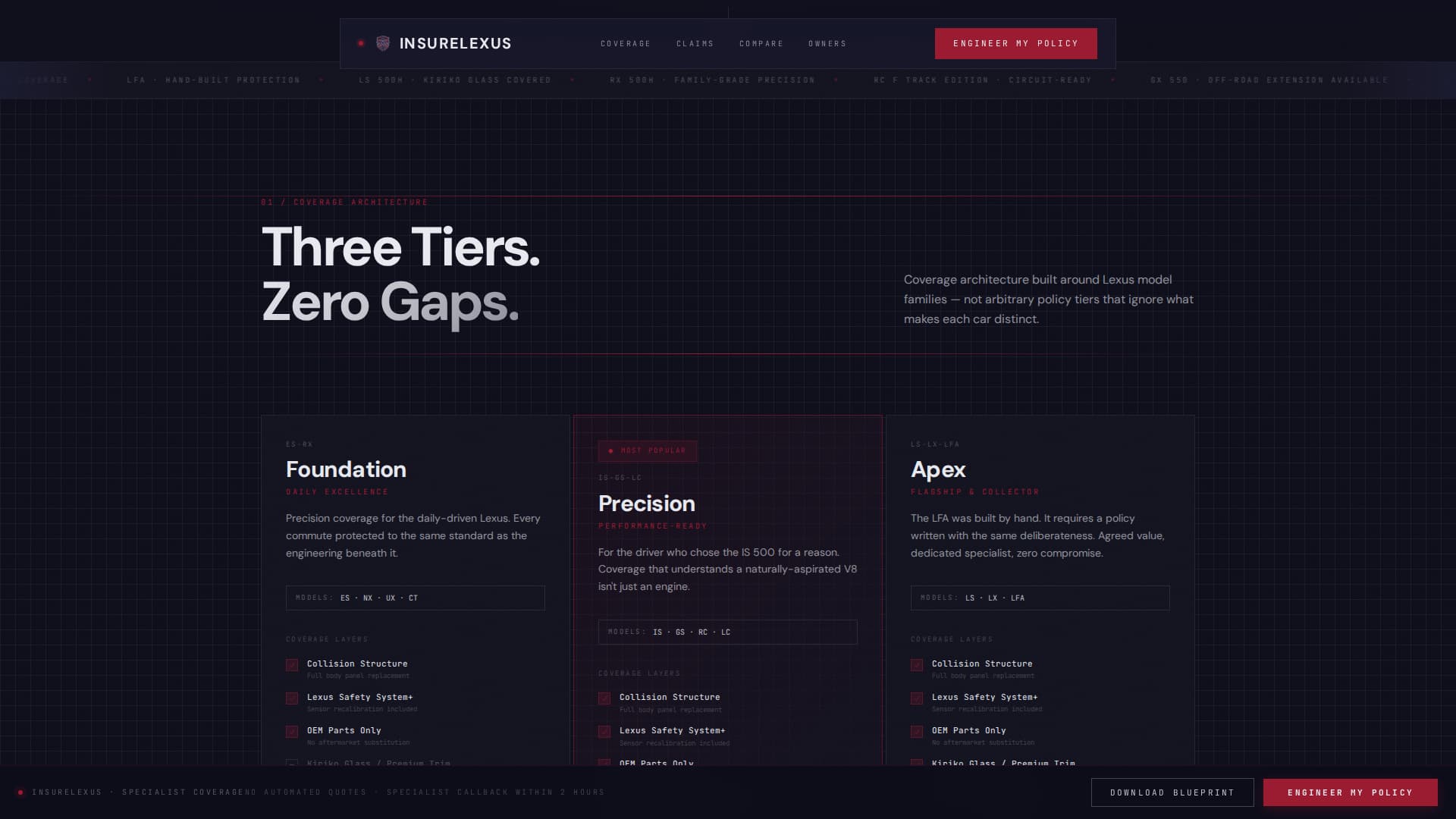 Insure - Precision Lexus Landing Page Template