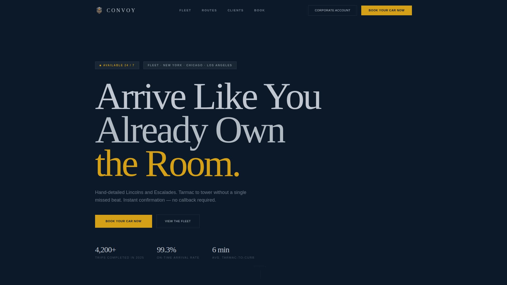 Convoy - Elite Limousine Landing Page Template