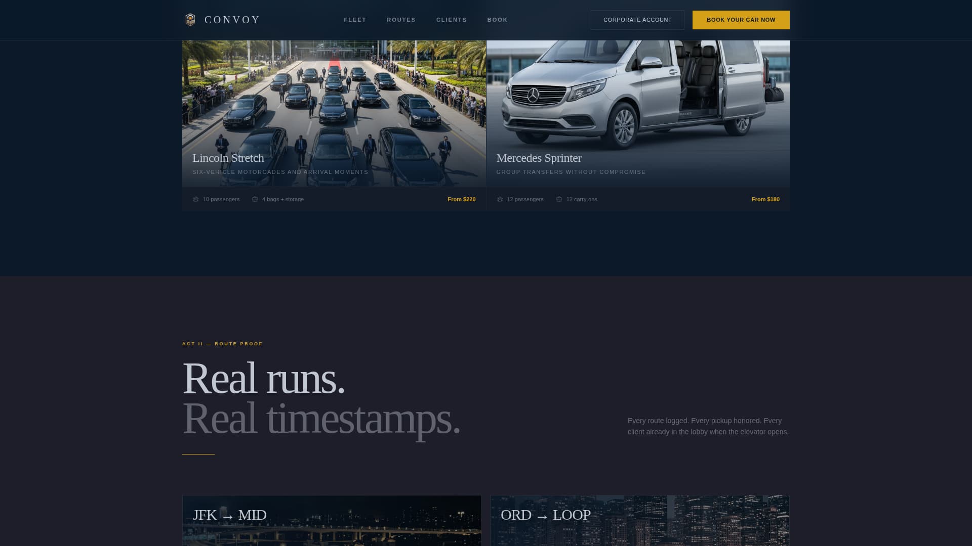Convoy - Elite Limousine Landing Page Template