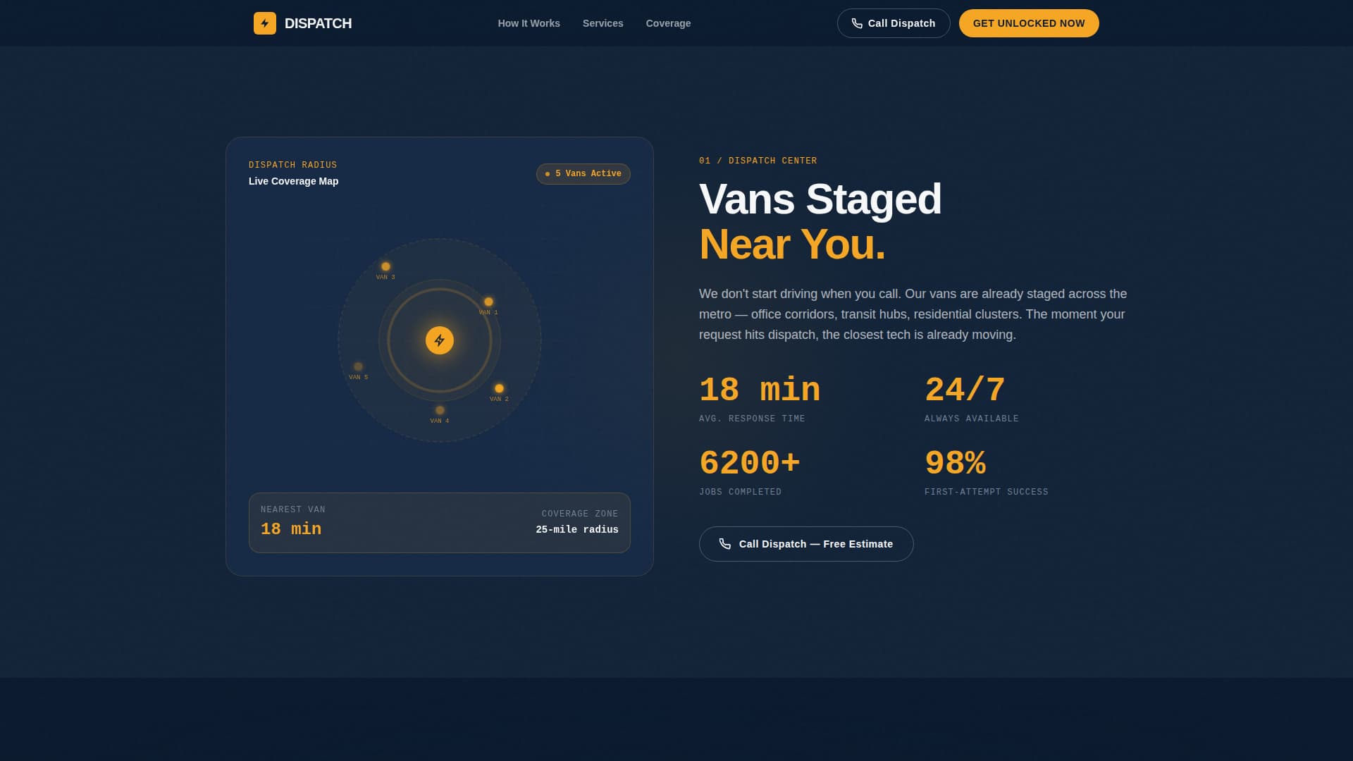 Dispatch - Rapid Roadside Landing Page Template
