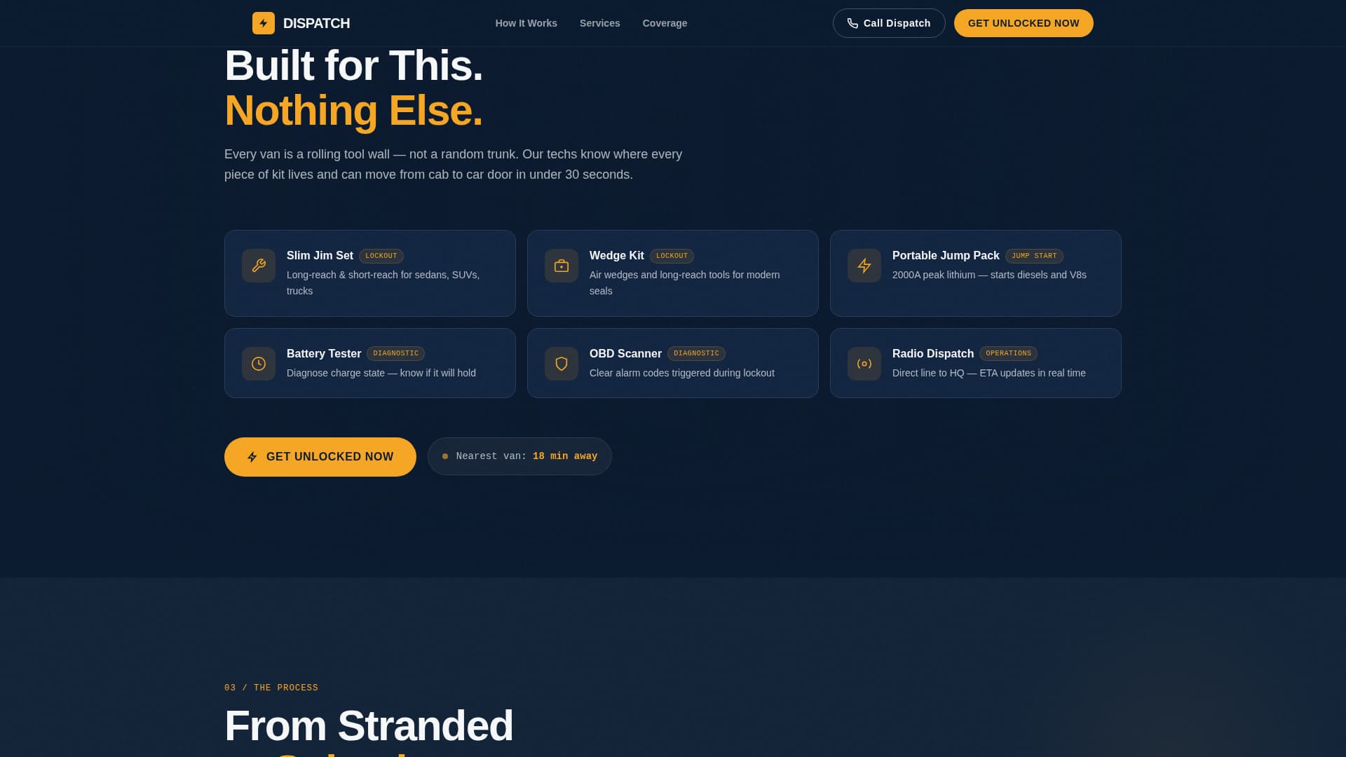 Dispatch - Rapid Roadside Landing Page Template