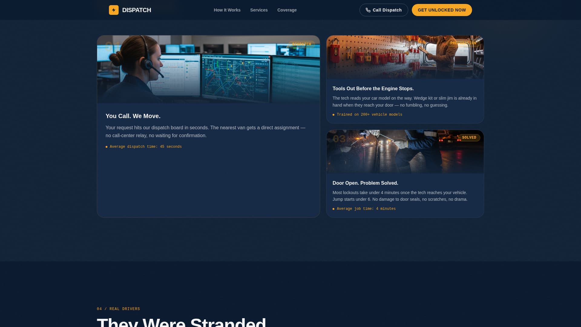 Dispatch - Rapid Roadside Landing Page Template