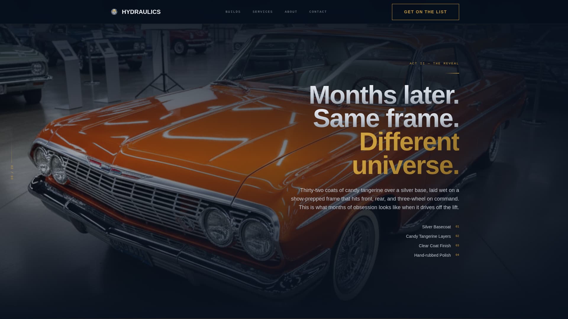 Hydraulics - Cinematic Lowrider Landing Page Template