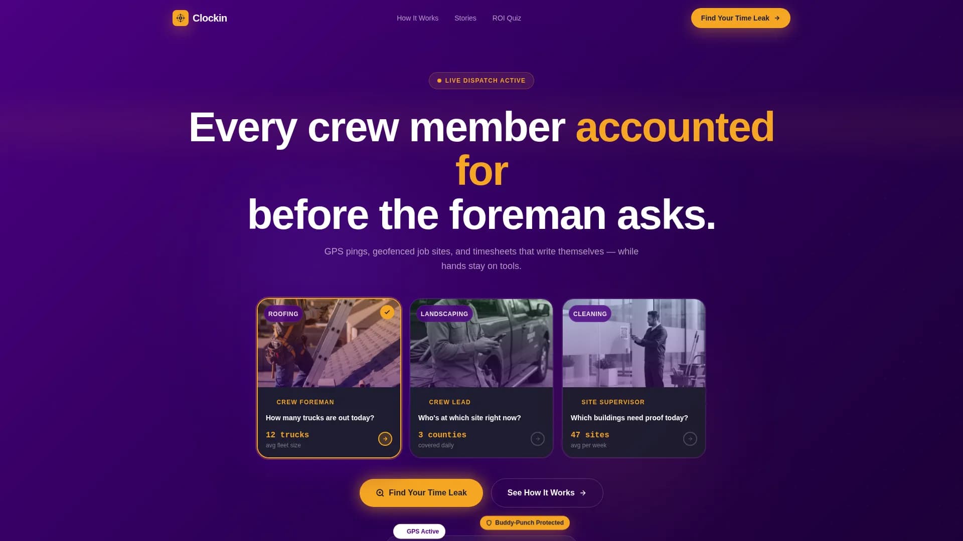 Clockin - Time Tracking Landing page Template