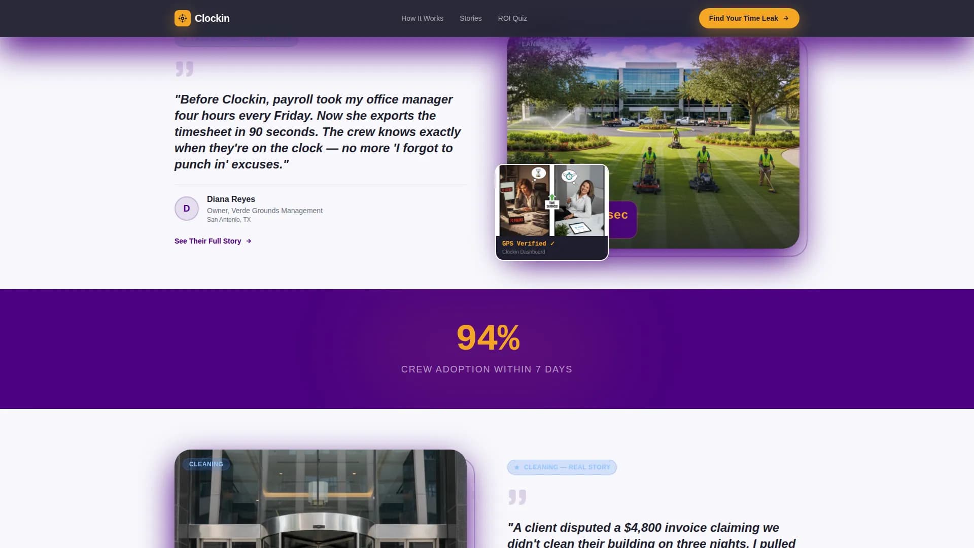 Clockin - Time Tracking Landing page Template
