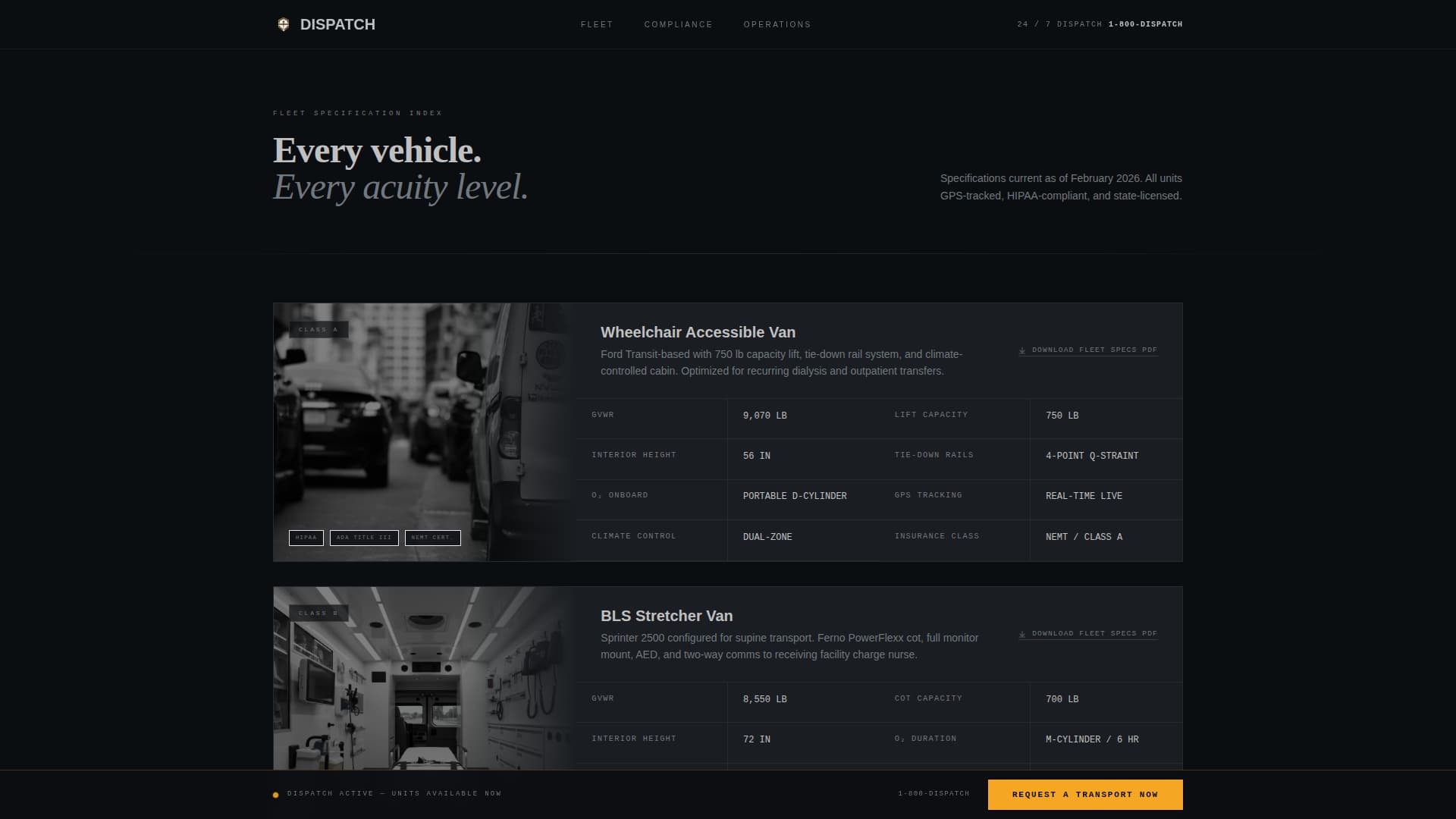 Dispatch - Reliable Medicaltransport Landing Page Template