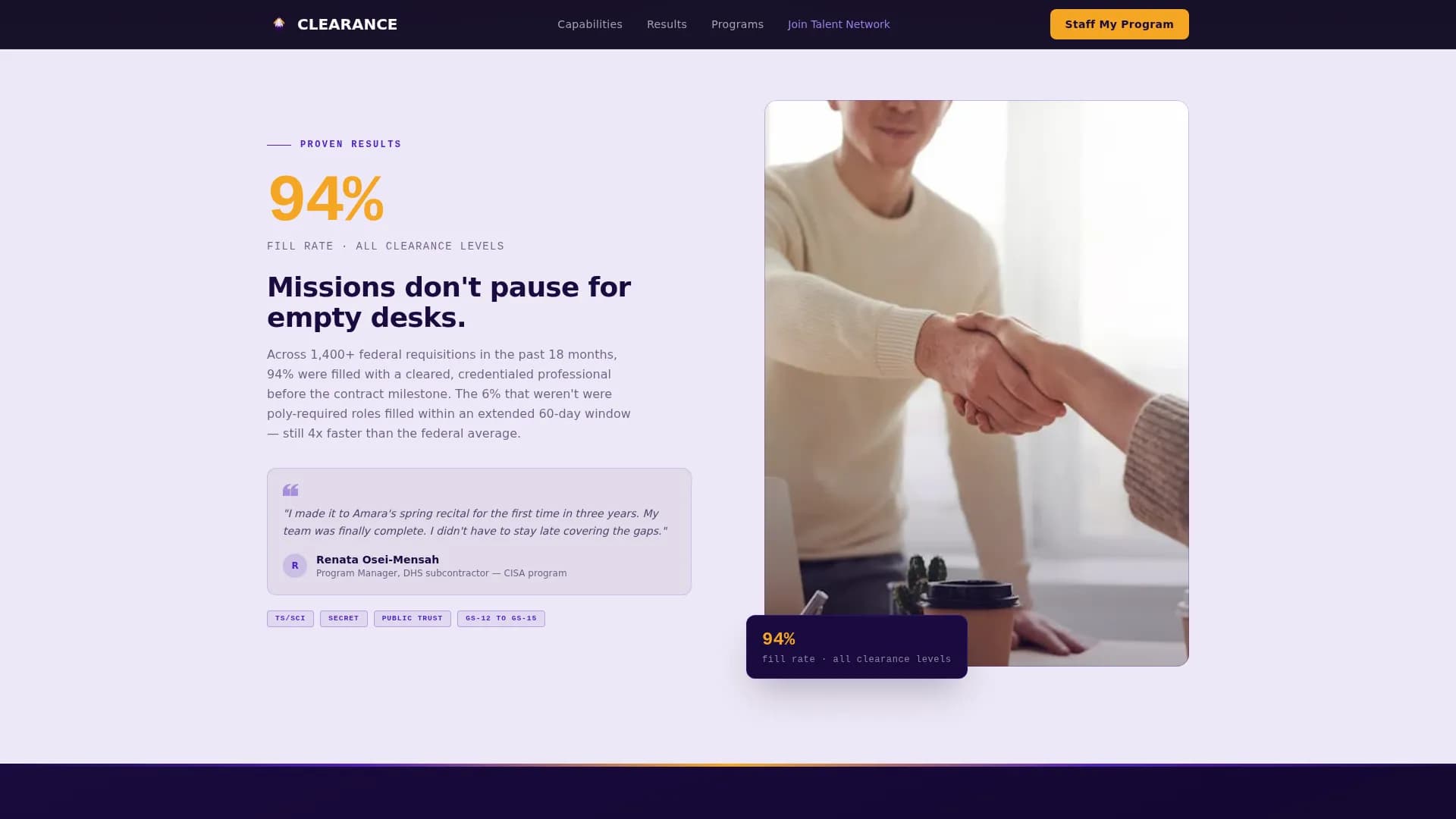Clearance - Recruitment Services Landing page Template