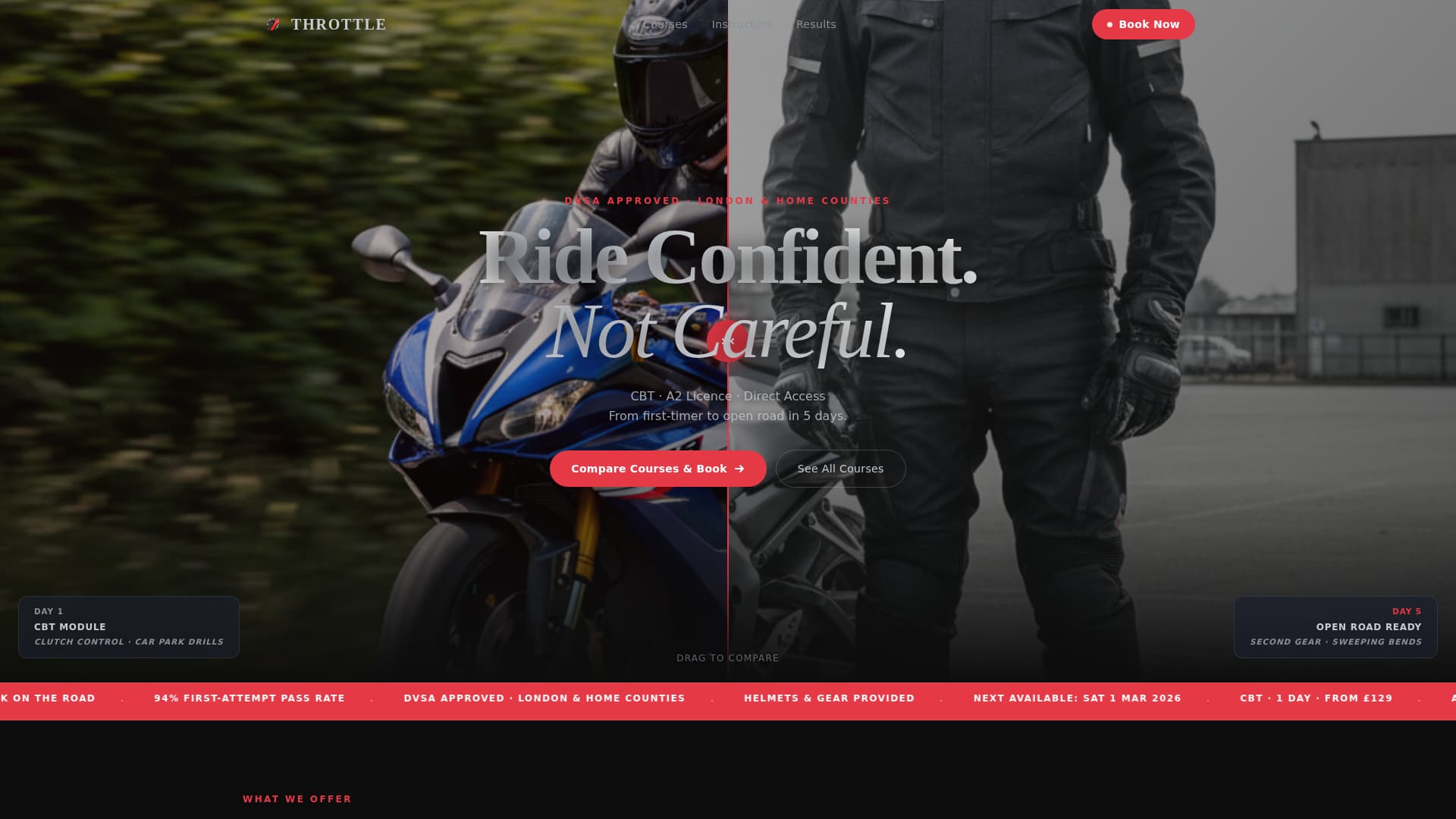 Throttle - Dynamic Motorcycletraining Landing Page Template