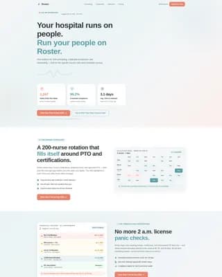 Roster - Powerful Healthcare HR Landing Page Template