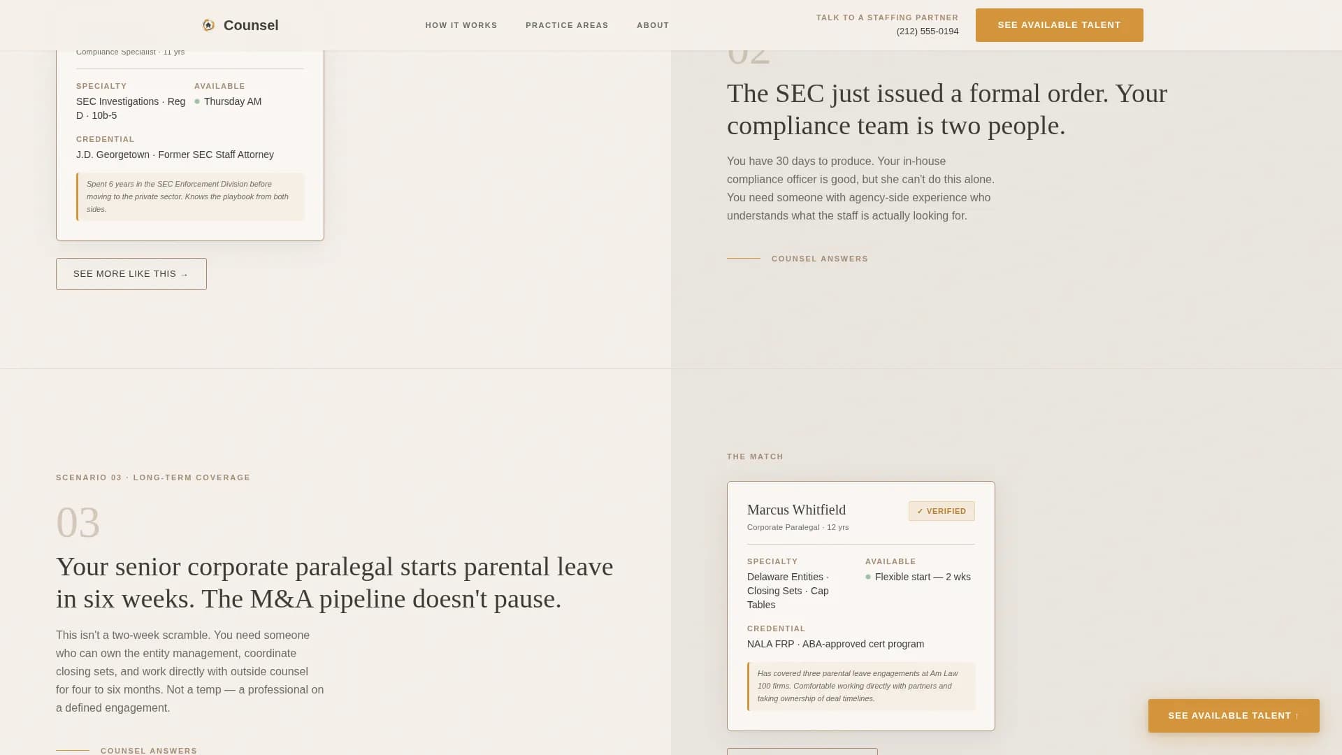 Counsel - Staffing Services Landing page Template