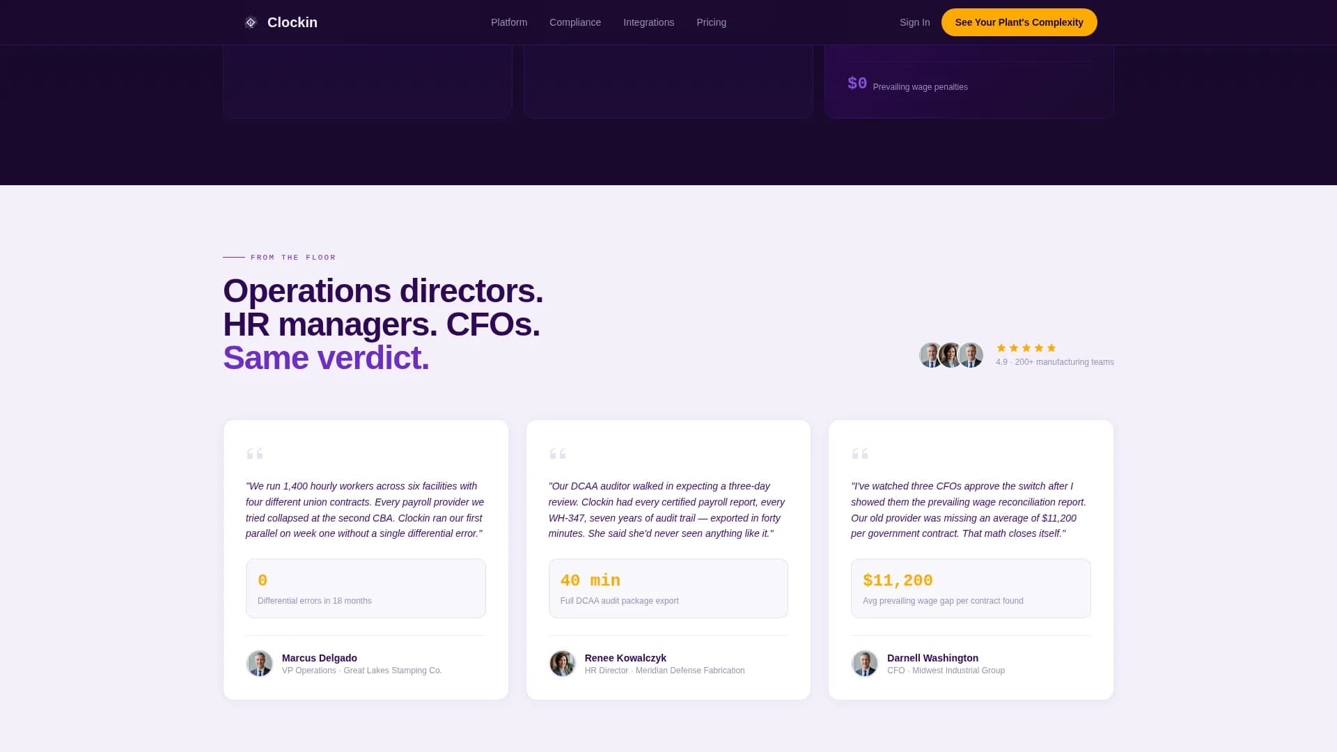 Clockin - Manufacturing Payroll Landing page Template