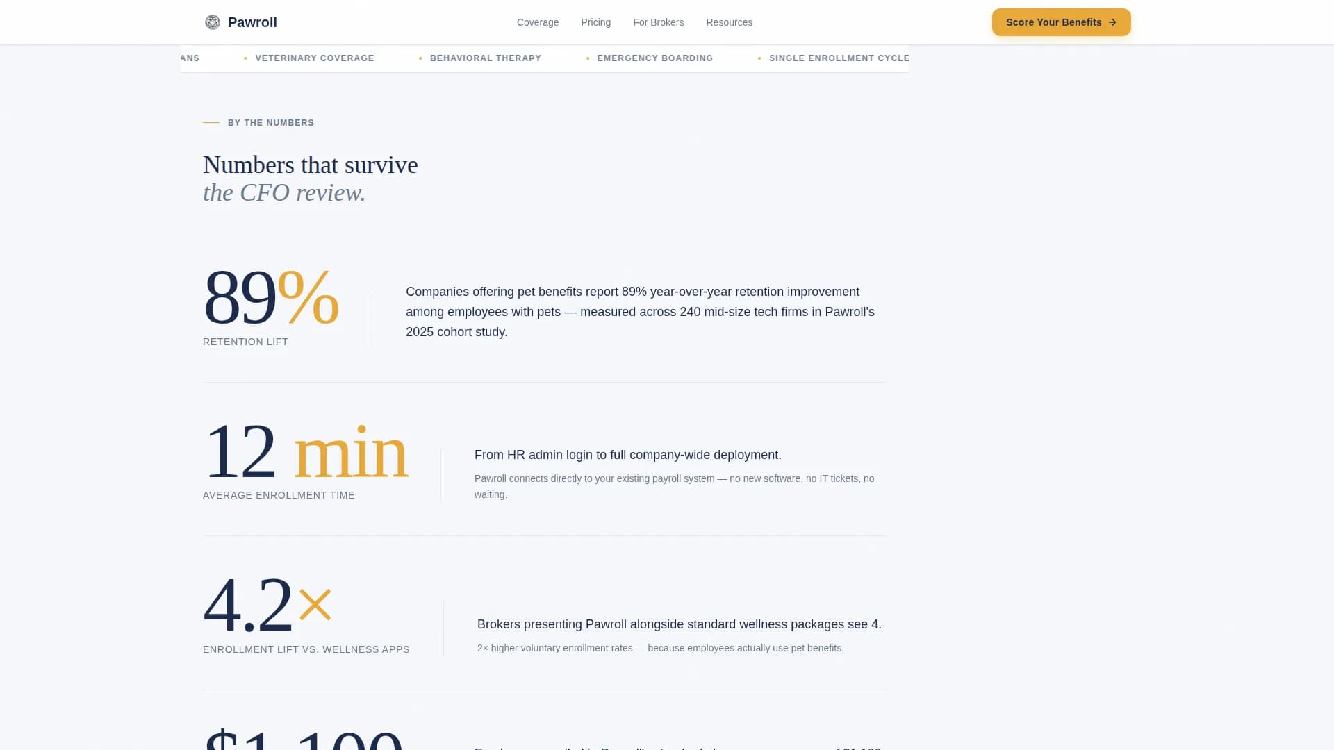 Pawroll - Benefits Platform Landing page Template