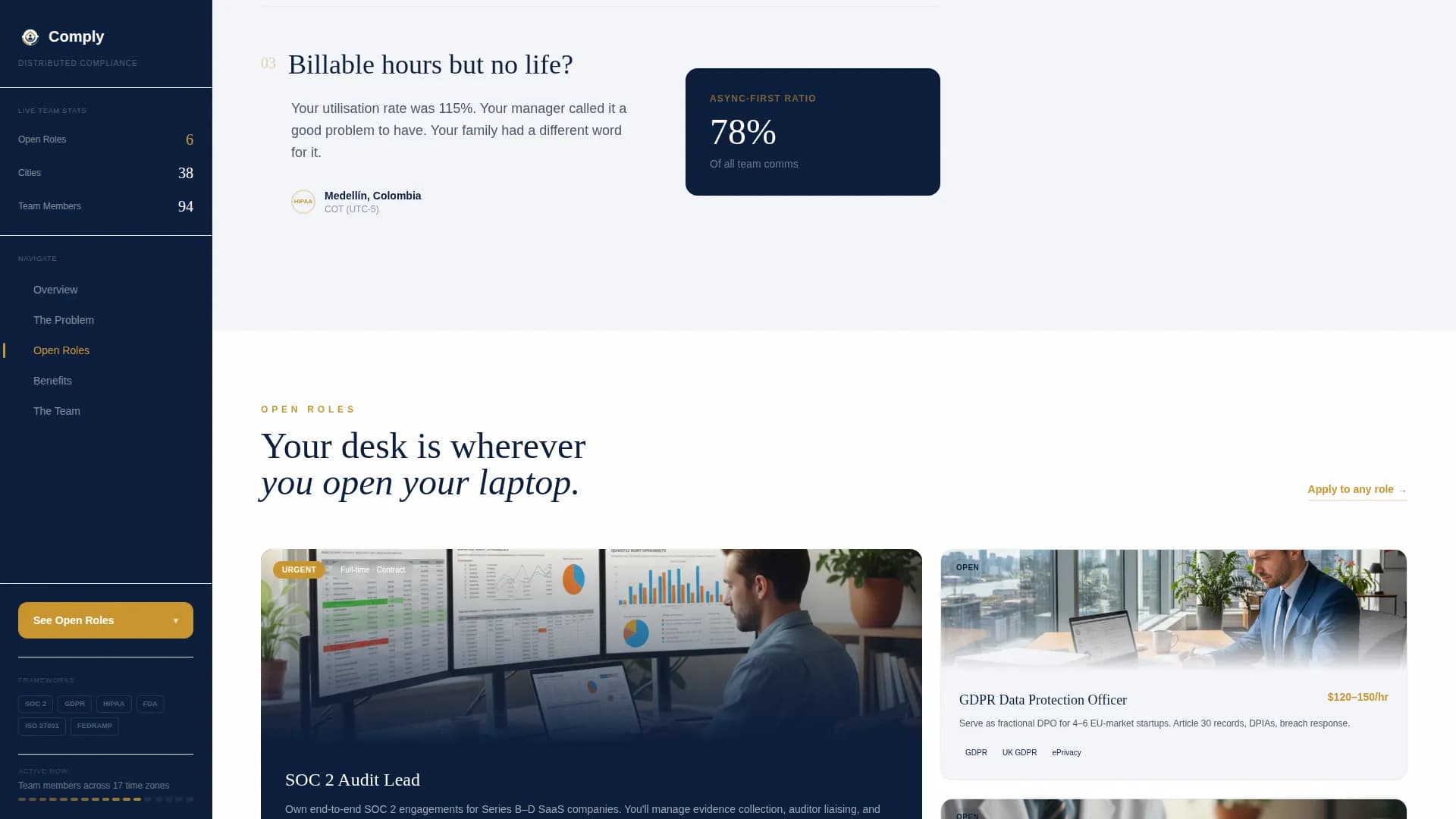 Comply - Compliance Recruitment Landing page Template