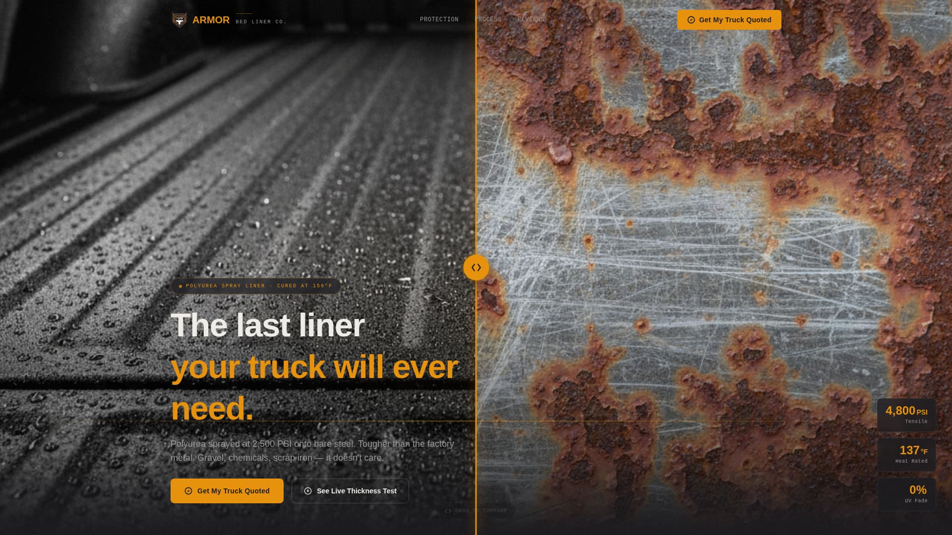 Armor - Rugged Truck Bed Liner Landing Page Template
