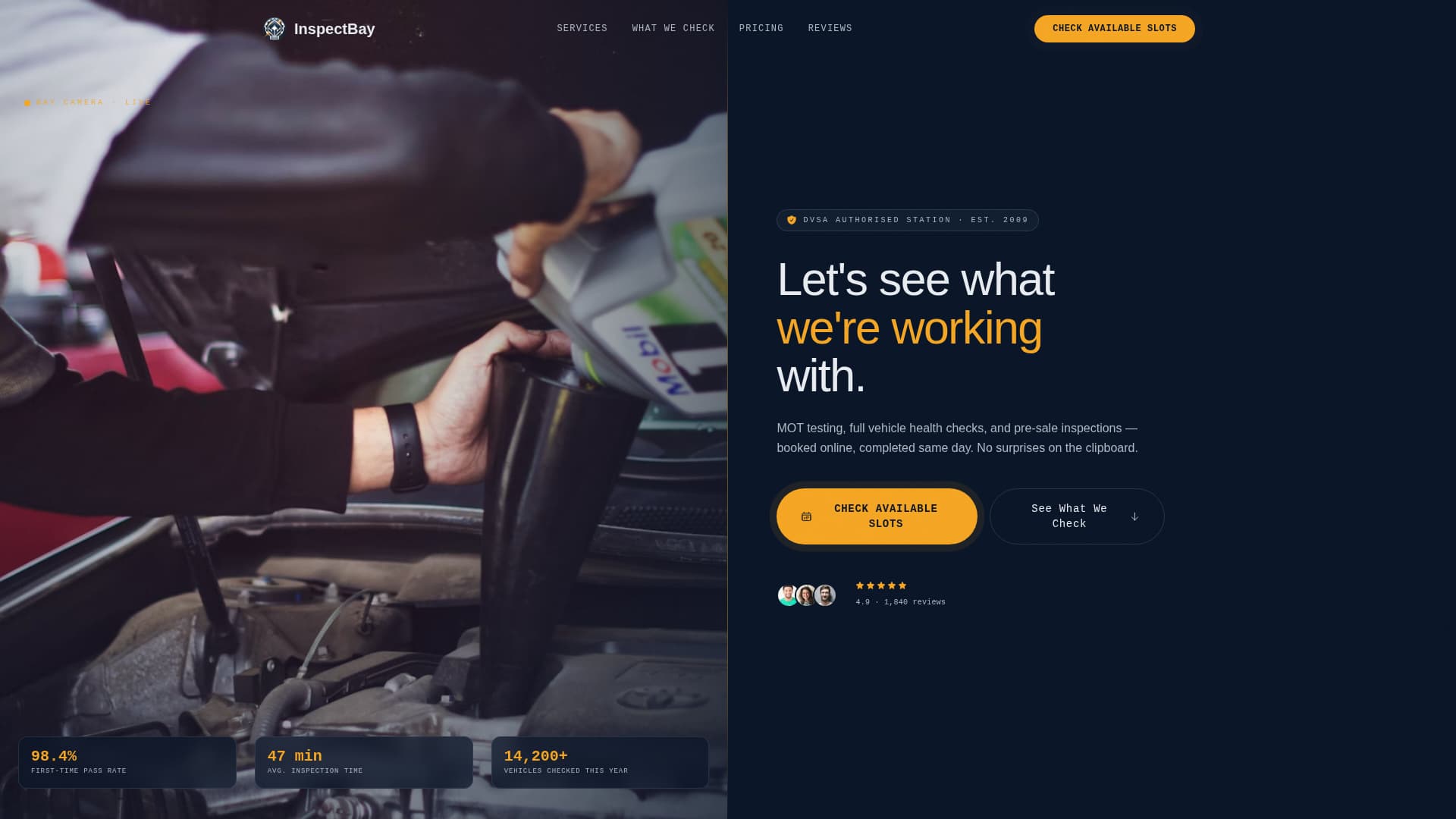 Inspect Bay - Industrial Automotive Landing Page Template