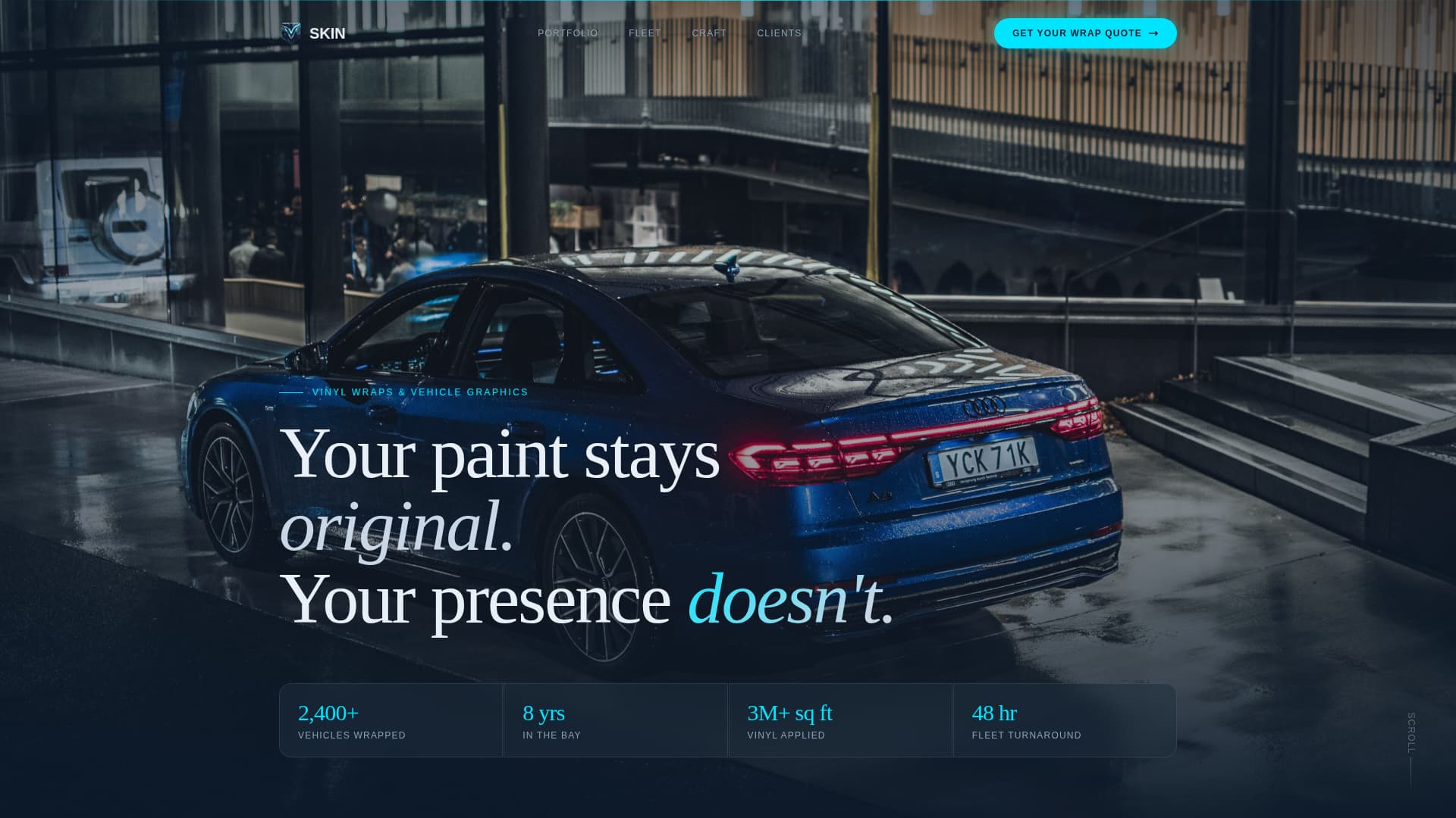 Skin - Immersive Vinyl Wrap Landing Page Template
