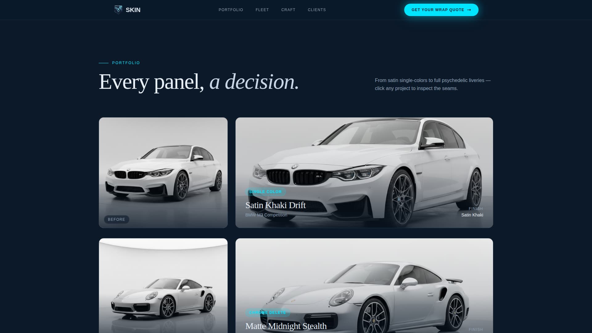Skin - Immersive Vinyl Wrap Landing Page Template