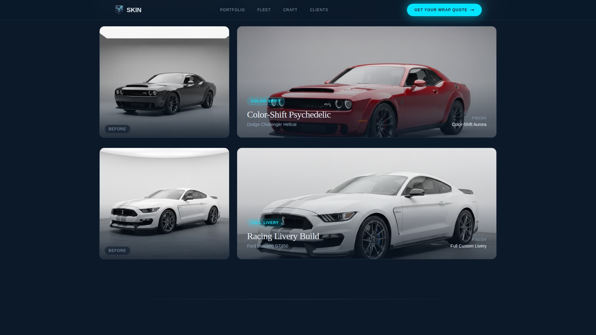 Skin - Immersive Vinyl Wrap Landing Page Template
